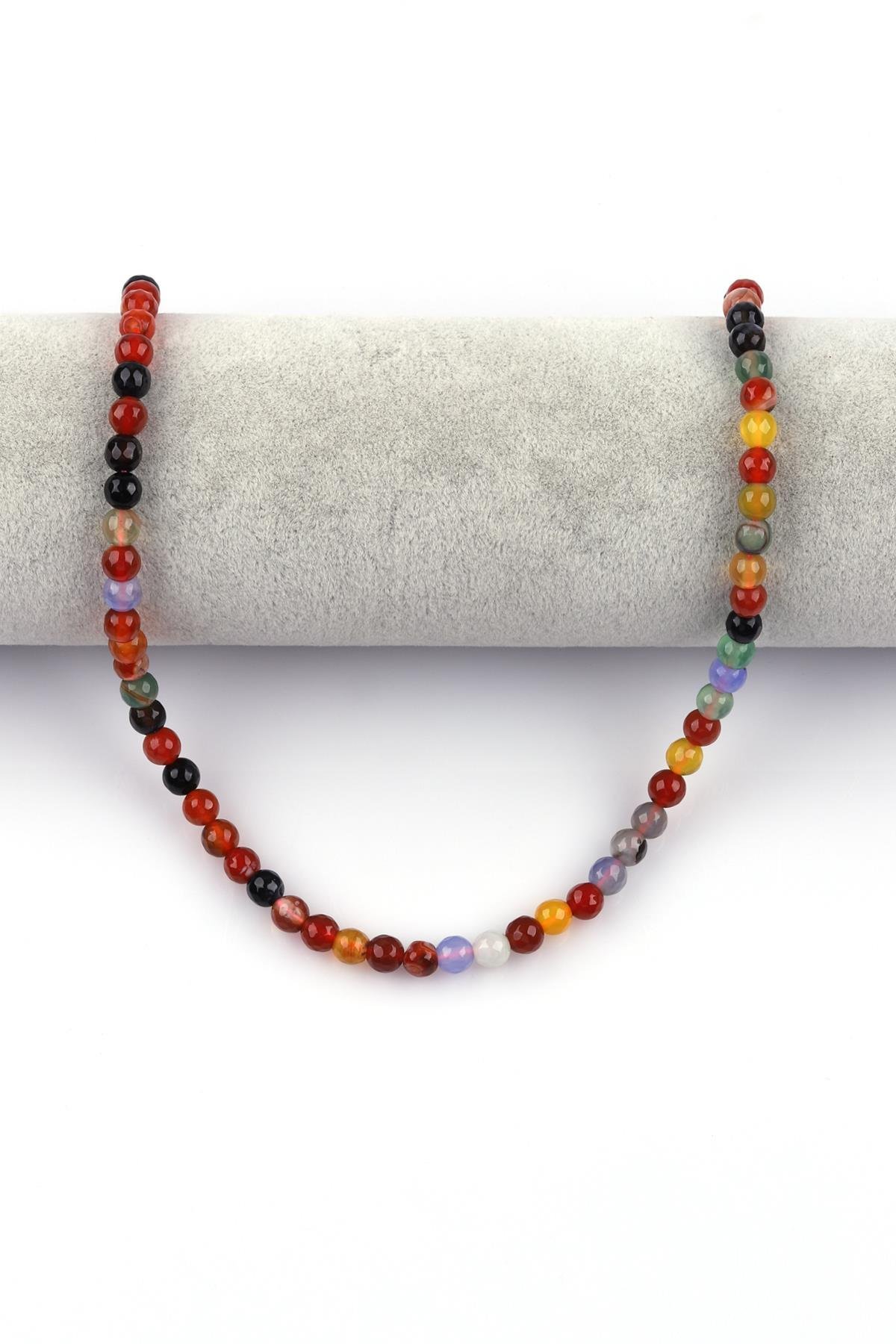 Renkli Akik Doğal Taş Dizi 6 mm Fasetli Küre Kesim