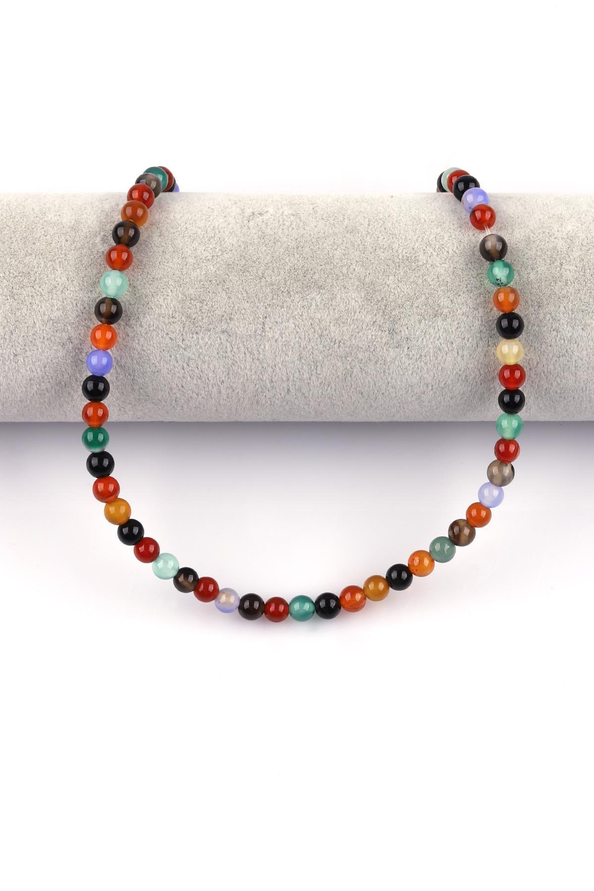 Renkli Akik Doğal Taş Dizi 6 mm Küre Kesim