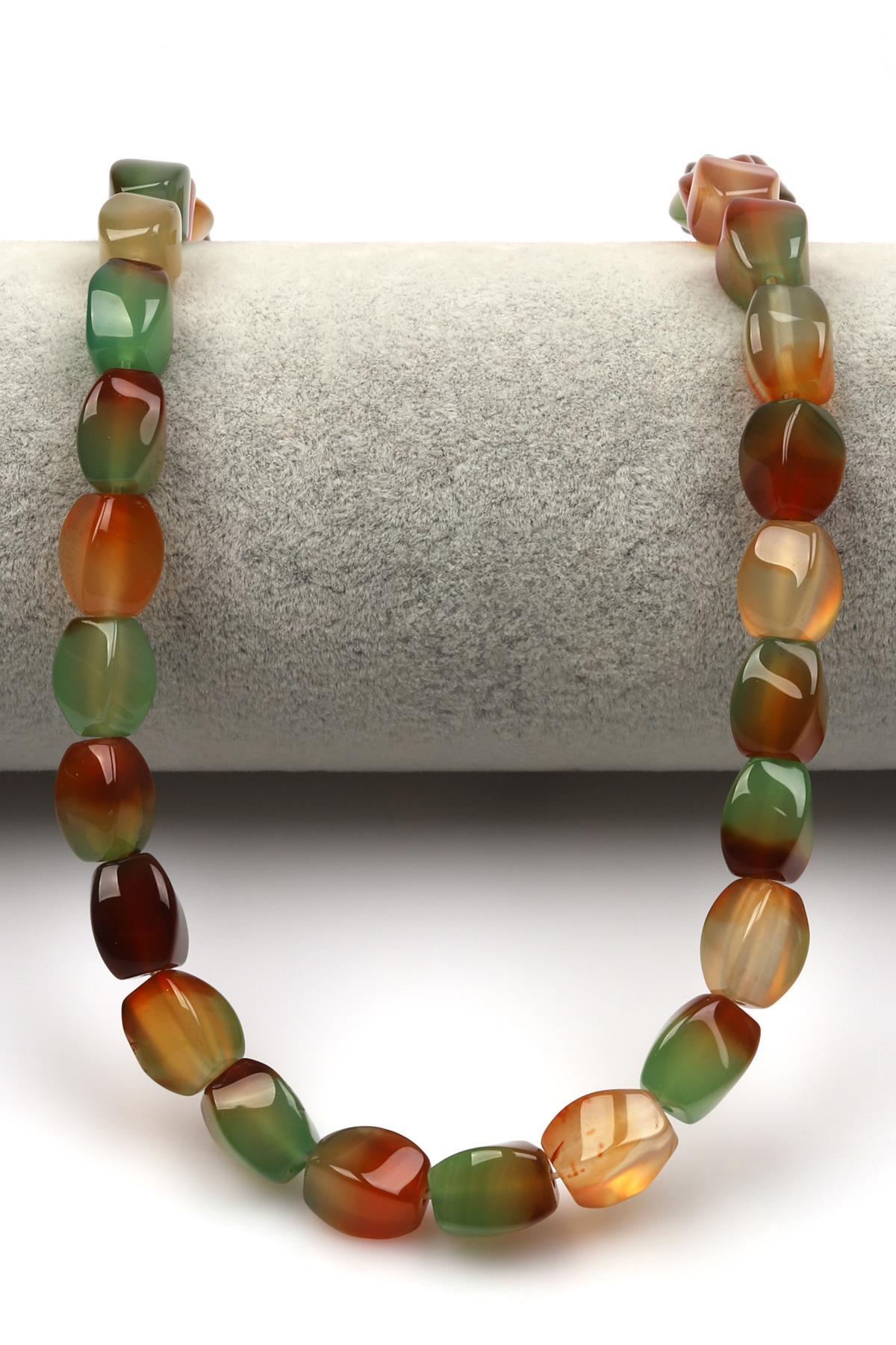 Renkli Akik Doğaltaş Dizi 8 x 11 mm Burgu Kesim