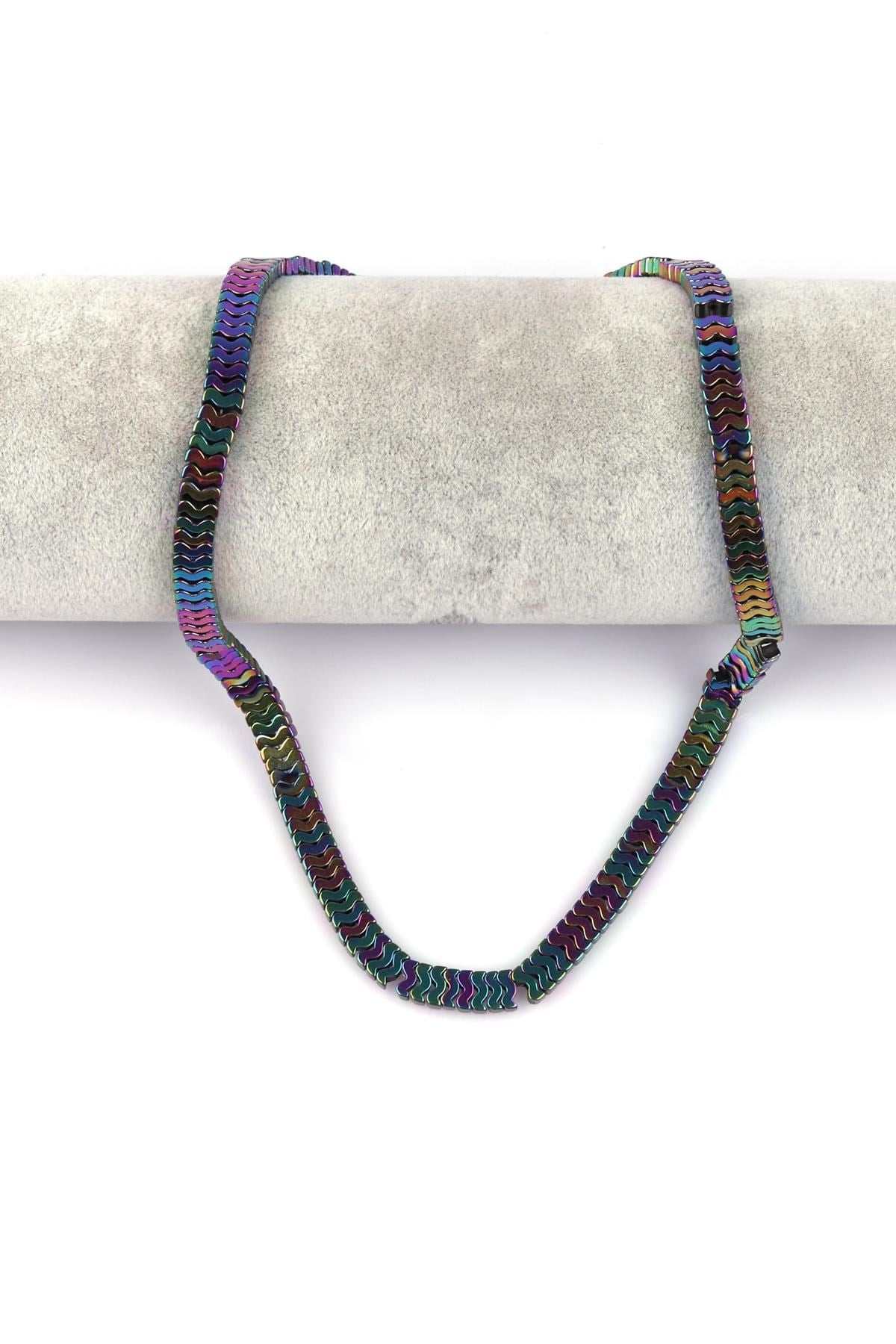 Renkli Hematit Doğal Taş Dizi 7 x 1 mm W Kesim