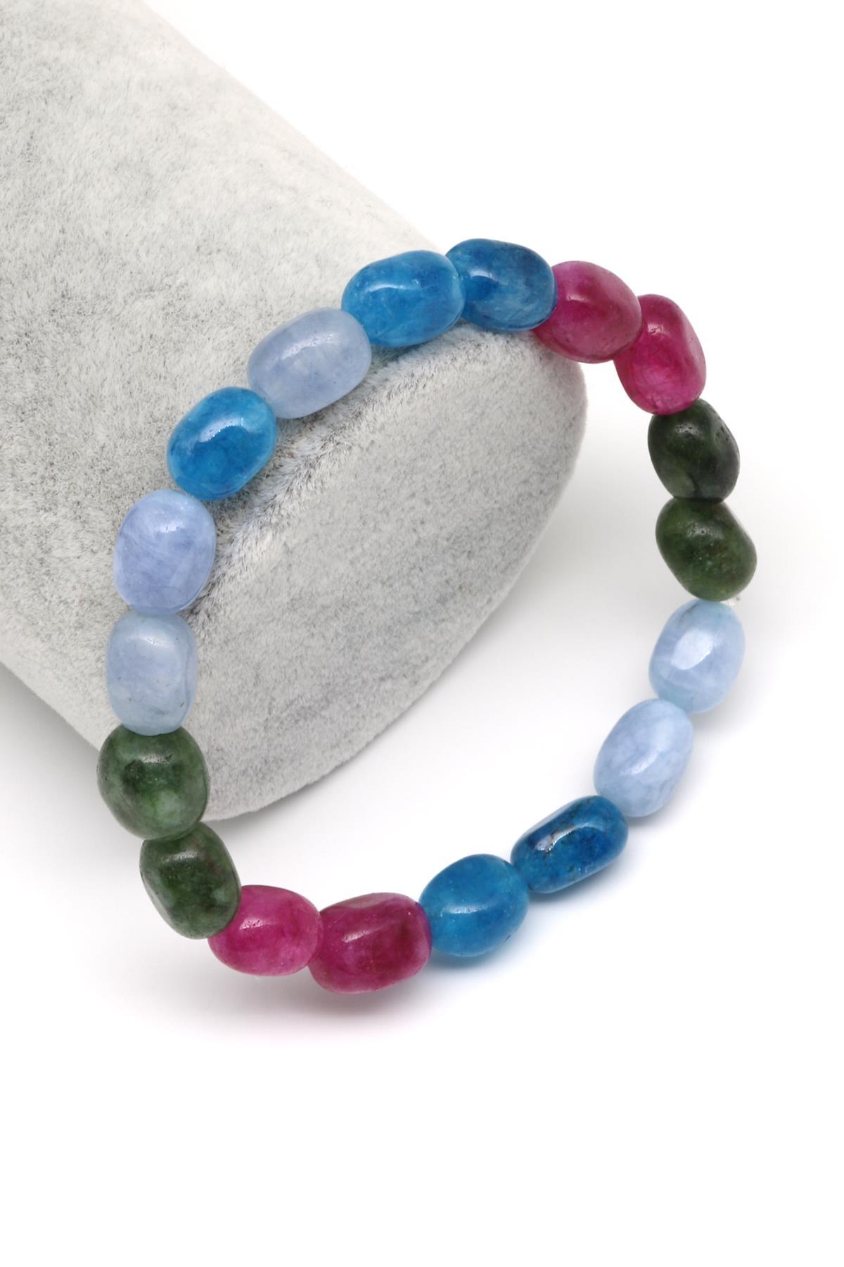 Renkli Kuvars Doğal Taş Bileklik 7 x 11 Şekilsiz Kesim