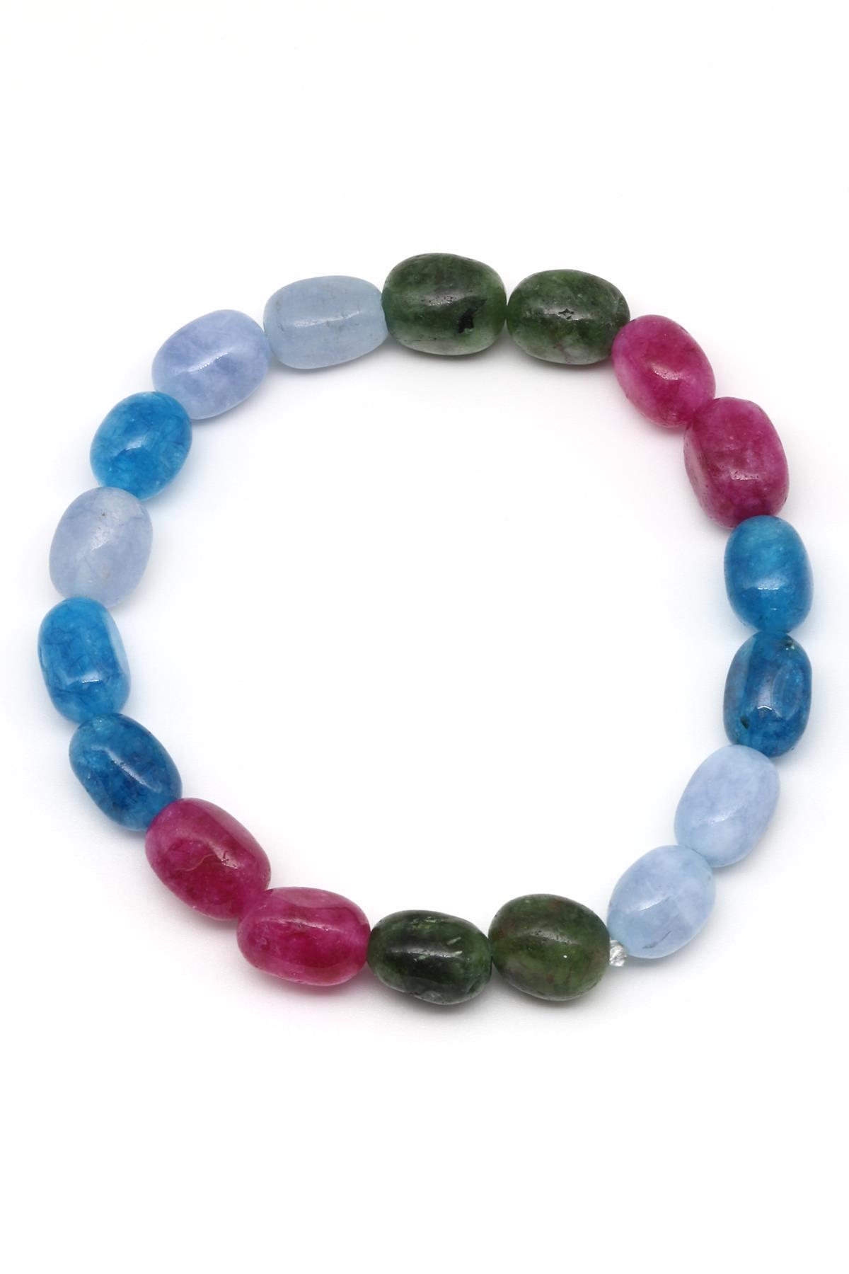 Renkli Kuvars Doğal Taş Bileklik 7 x 11 Şekilsiz Kesim