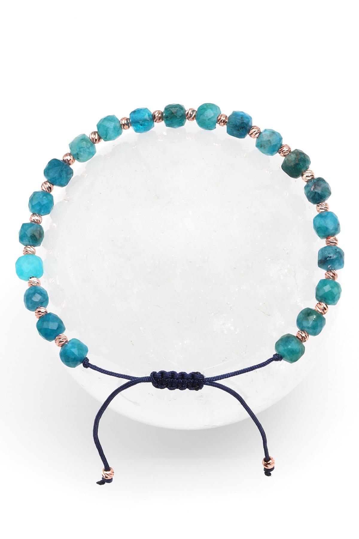 Renkli Kuvars Doğal Taş Makrome Örme Bileklik Küp Kesim