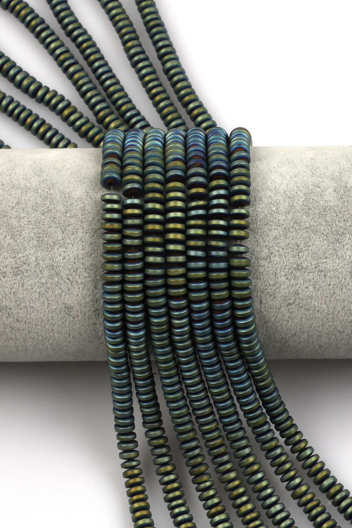 Renkli Mat Hematit Dizi 2 x 5 mm Rondel Kesim