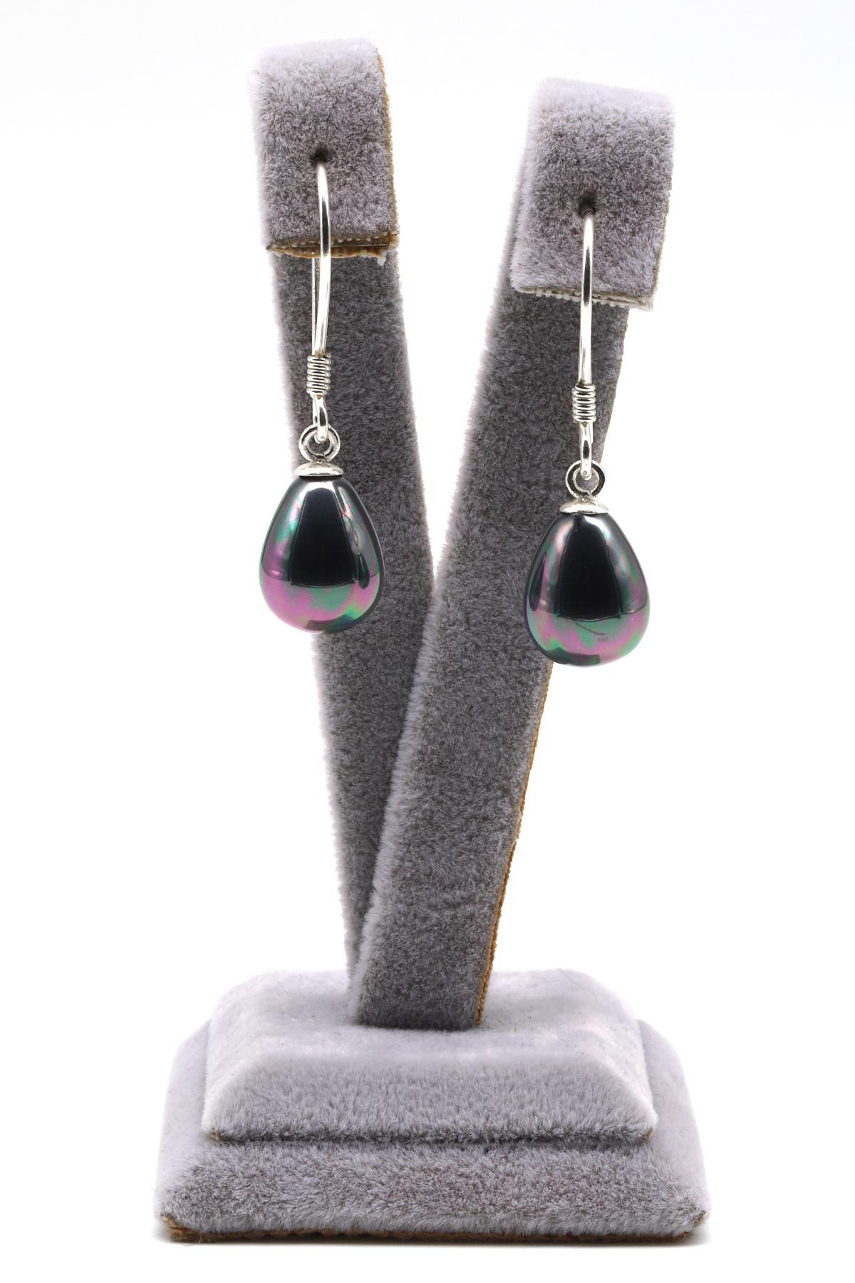 Renkli Mayorka İnci Doğal Taş 925 Ayar Gümüş Küpe