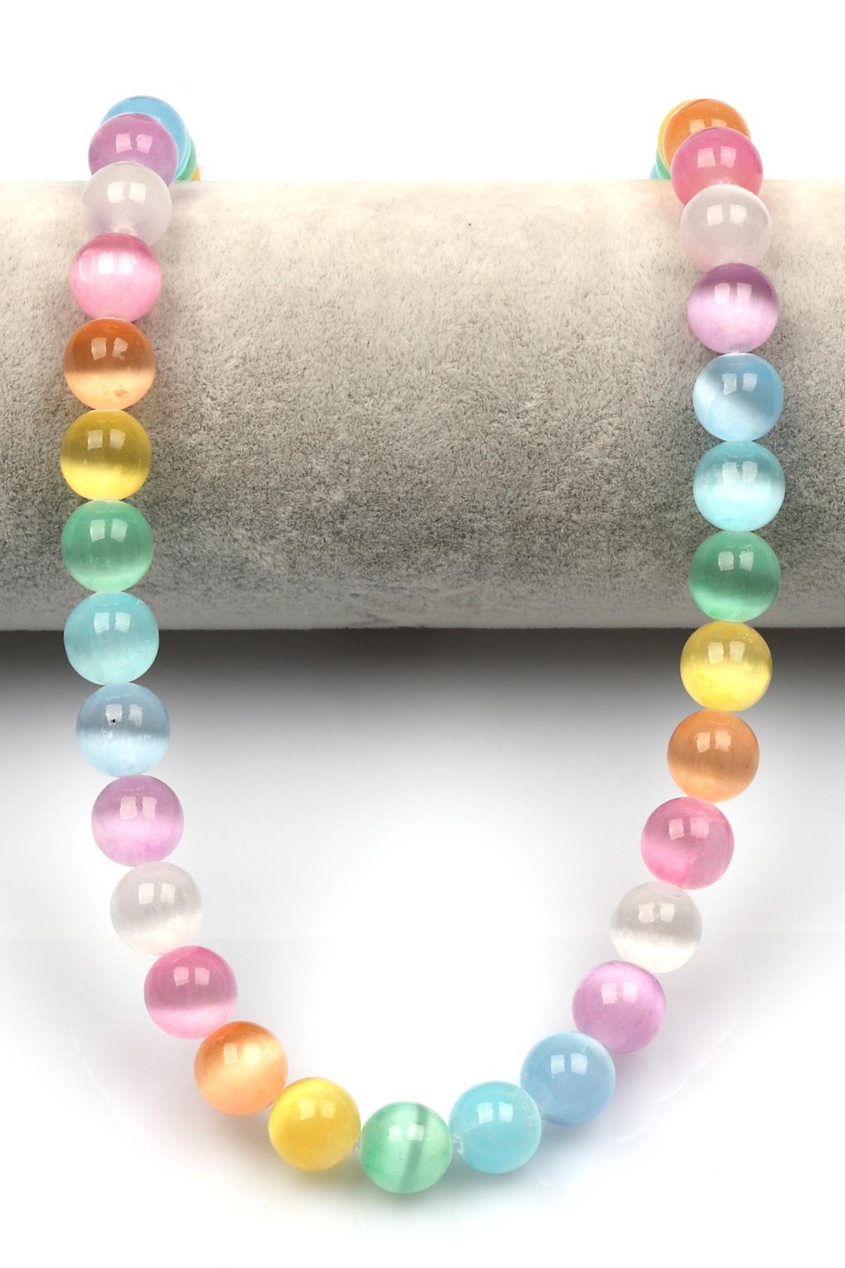 Renkli Selenit Doğal Taş Dizi 10 mm Küre Kesim