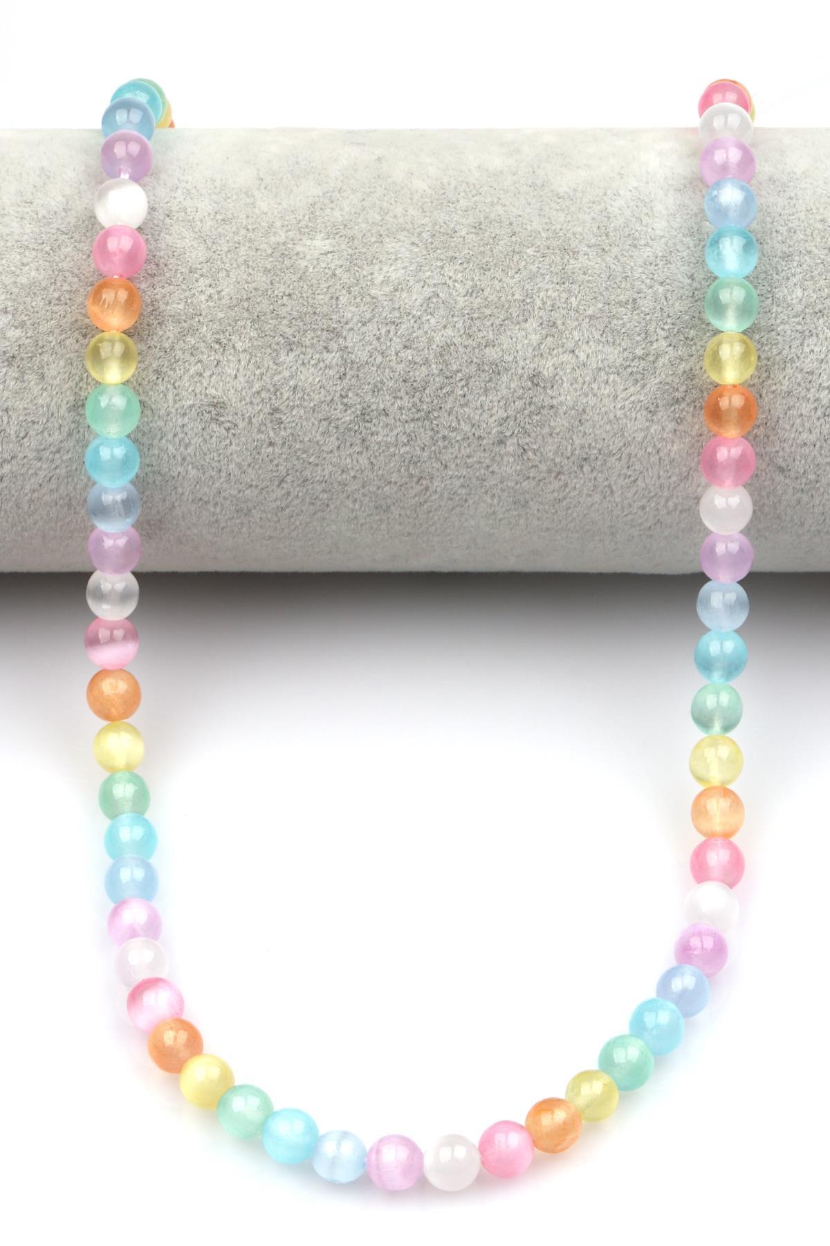 Renkli Selenit Doğal Taş Dizi 6 mm Küre Kesim