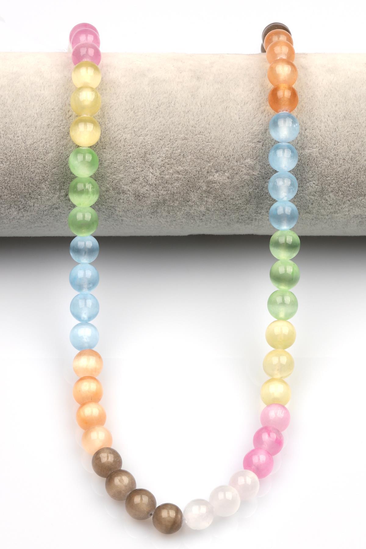 Renkli Selenit Doğal Taş Dizi 8 mm Küre Kesim