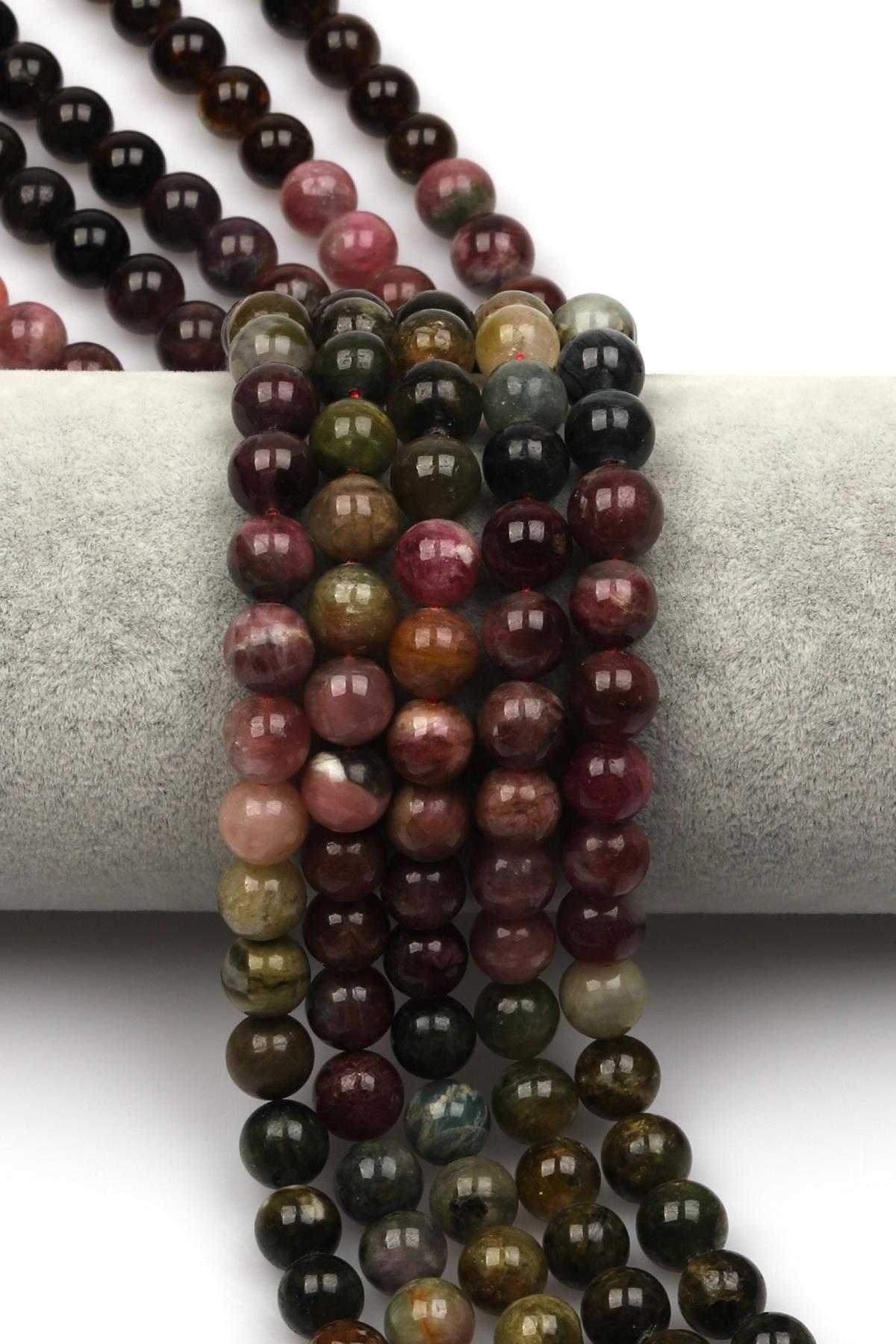 Renkli Turmalin (AAA Kalite) Doğaltaş Dizi 8 mm Küre Kesim