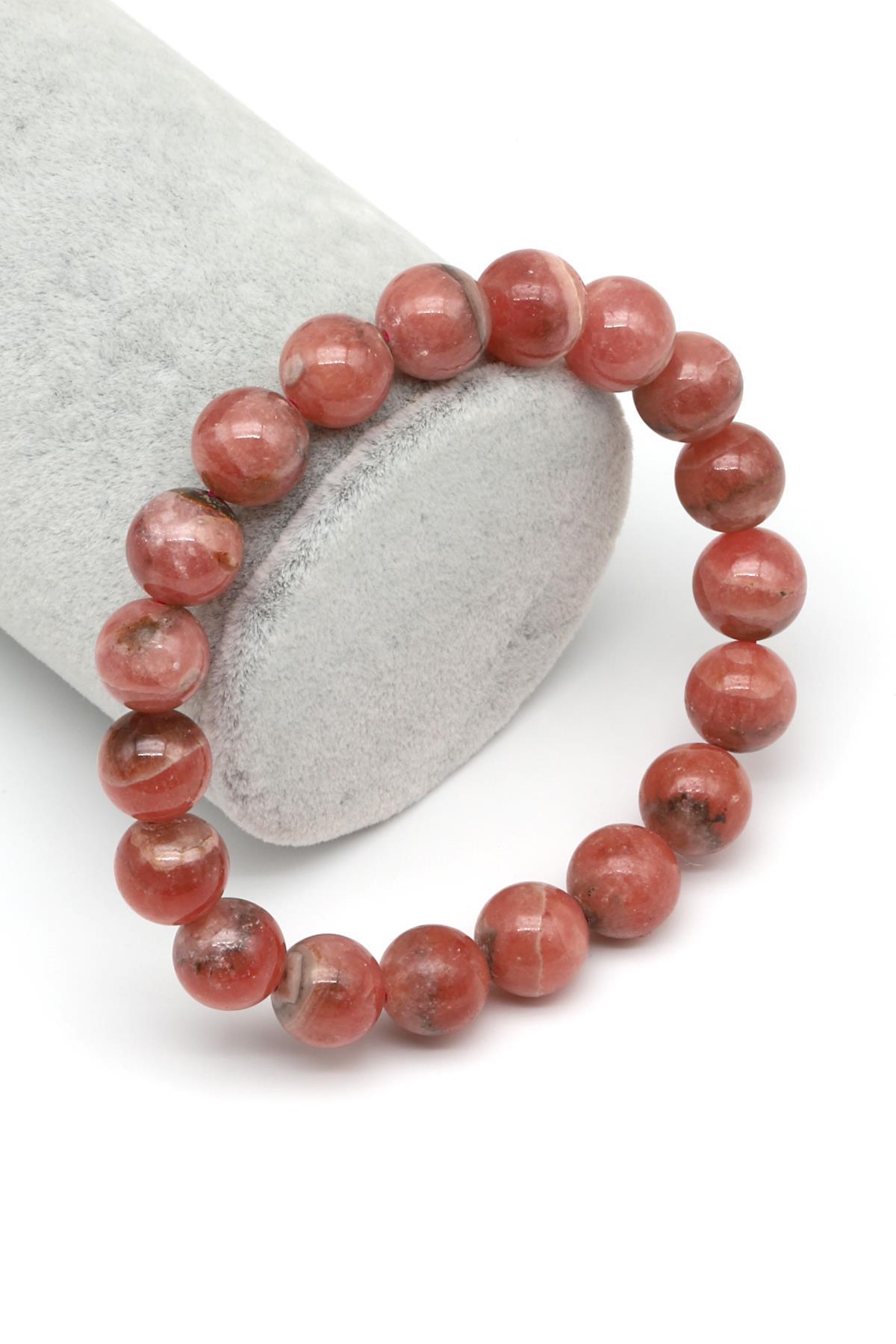 Rodokrozit Doğal Taş Bileklik 10 mm Küre Kesim