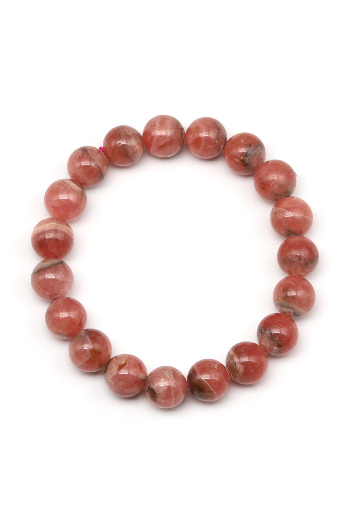 Rodokrozit Doğal Taş Bileklik 10 mm Küre Kesim