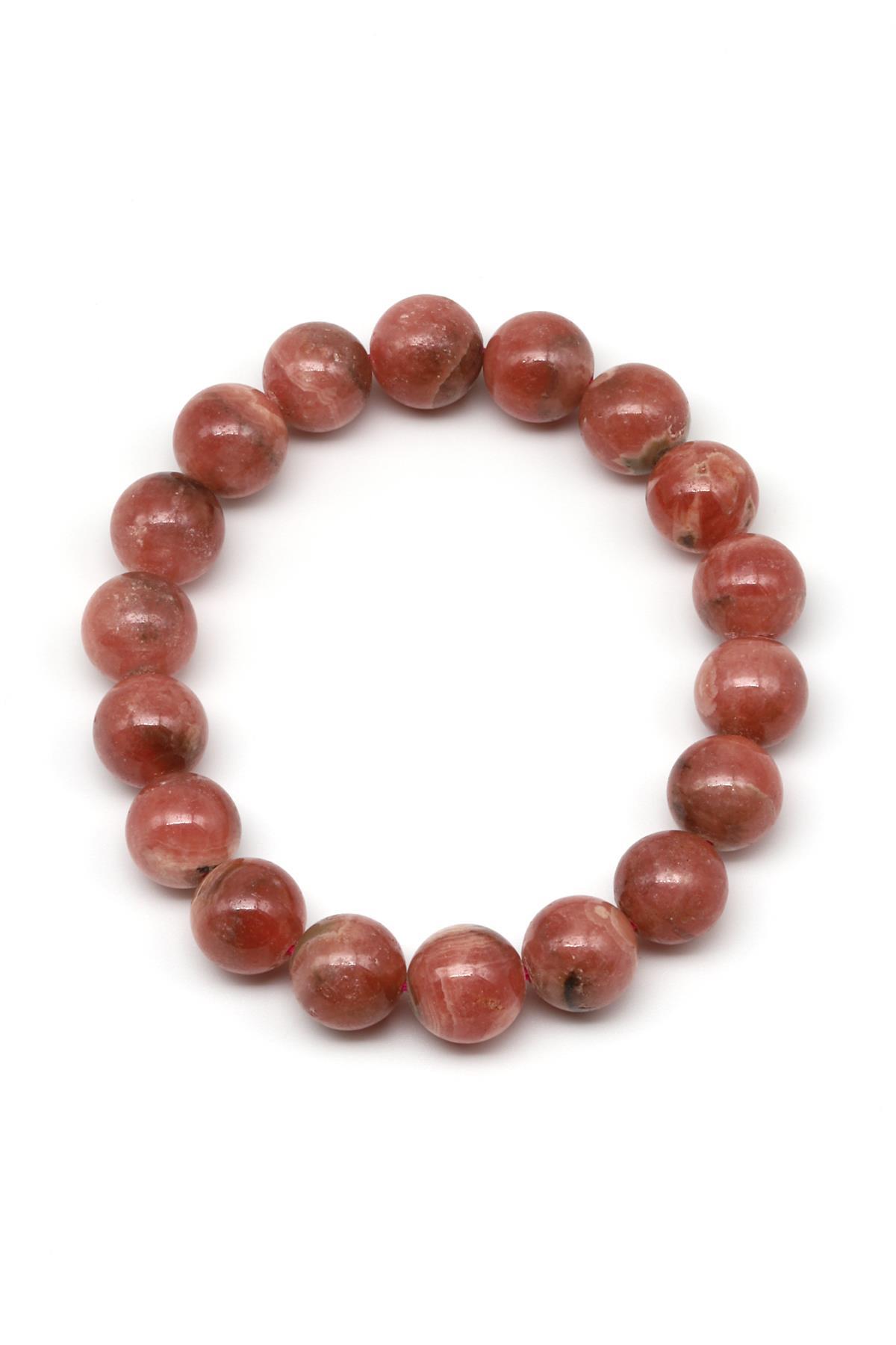 Rodokrozit Doğal Taş Bileklik 11 mm Küre Kesim
