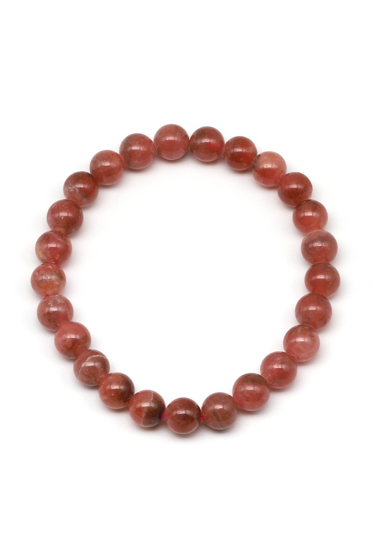 Rodokrozit Doğal Taş Bileklik 7 mm Küre Kesim