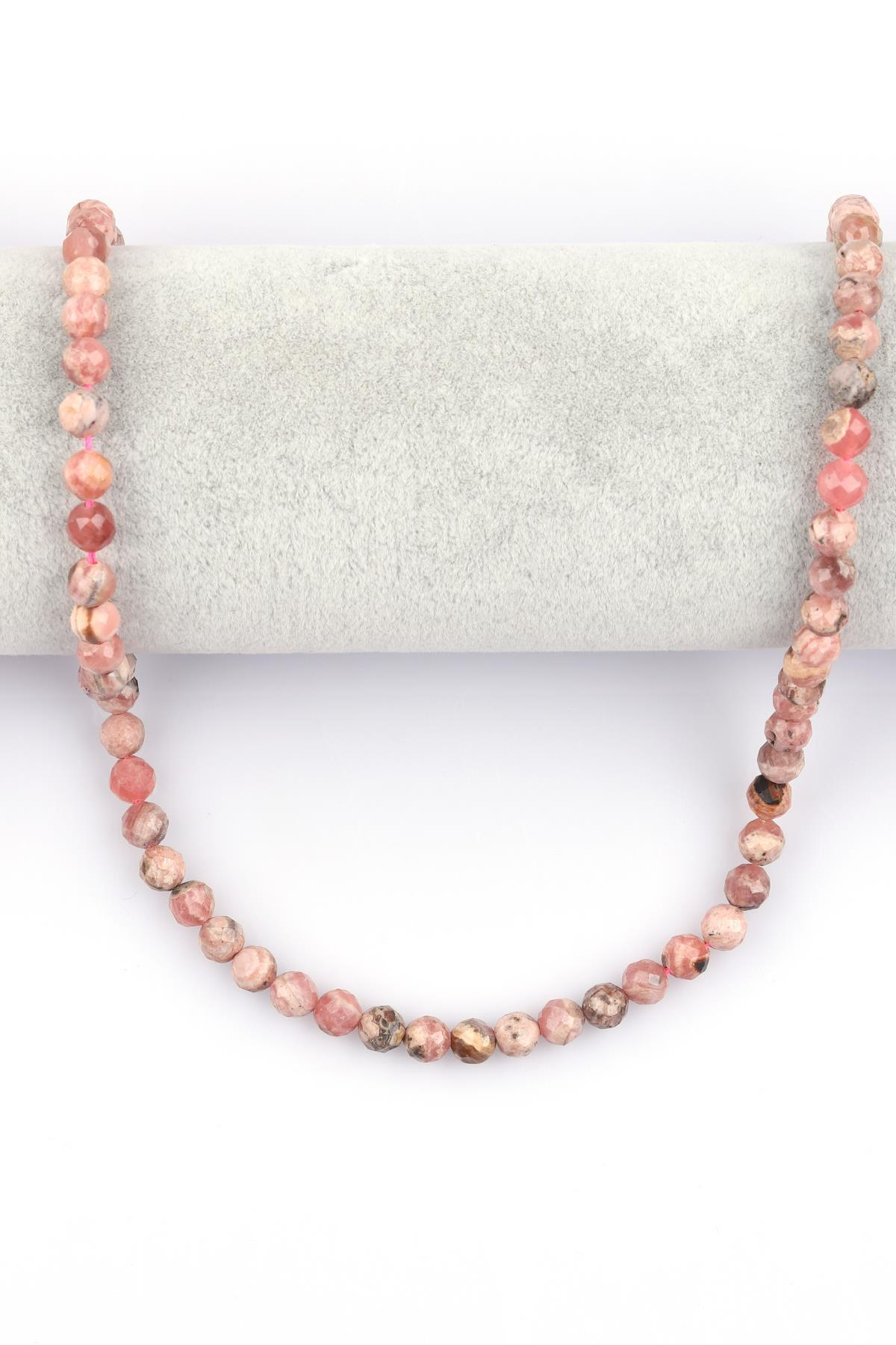 Rodokrozit Doğal Taş Dizi 6 mm Fasetli Küre Kesim