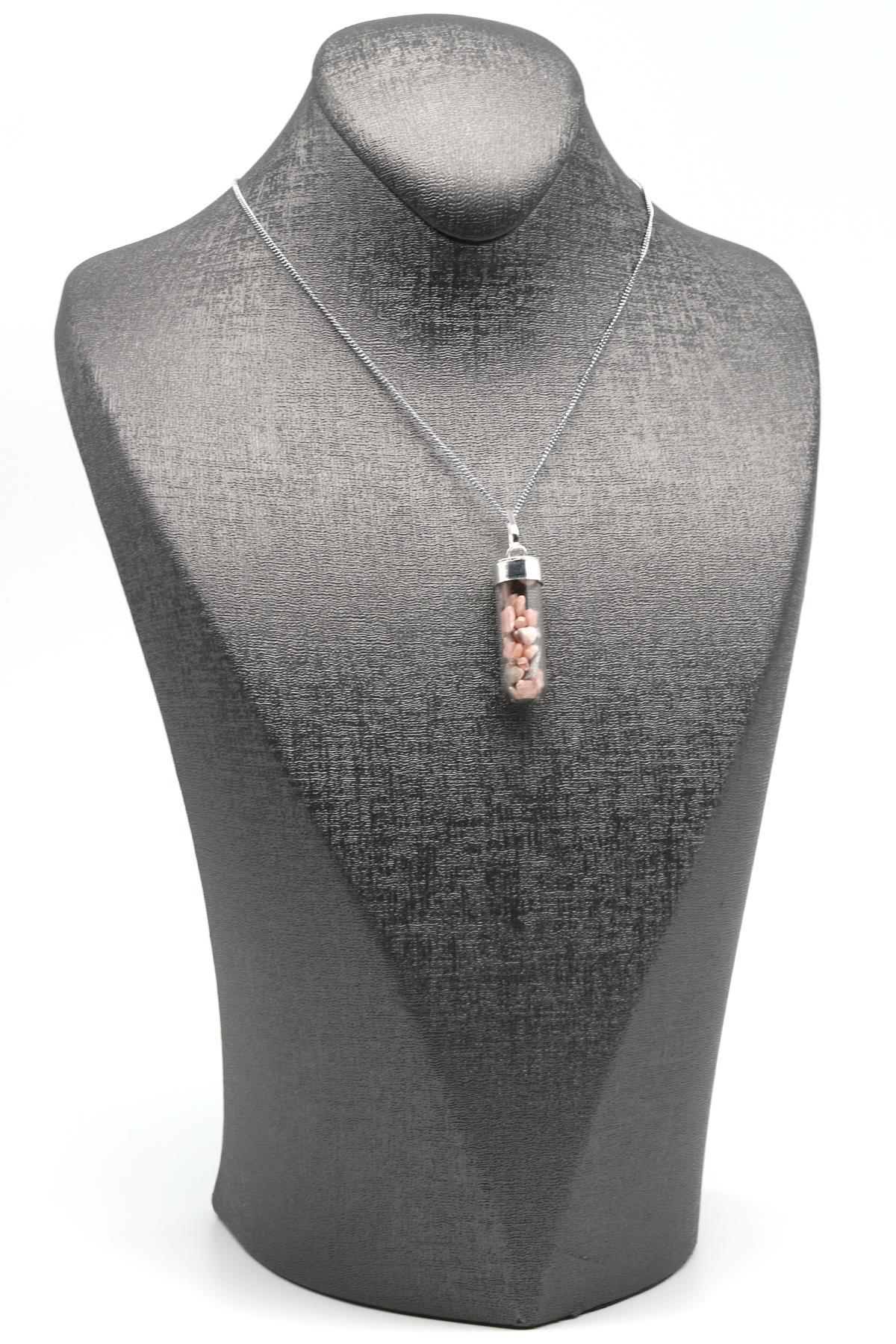 Rodokrozit Doğal Taş Tüp Şişe Kolye