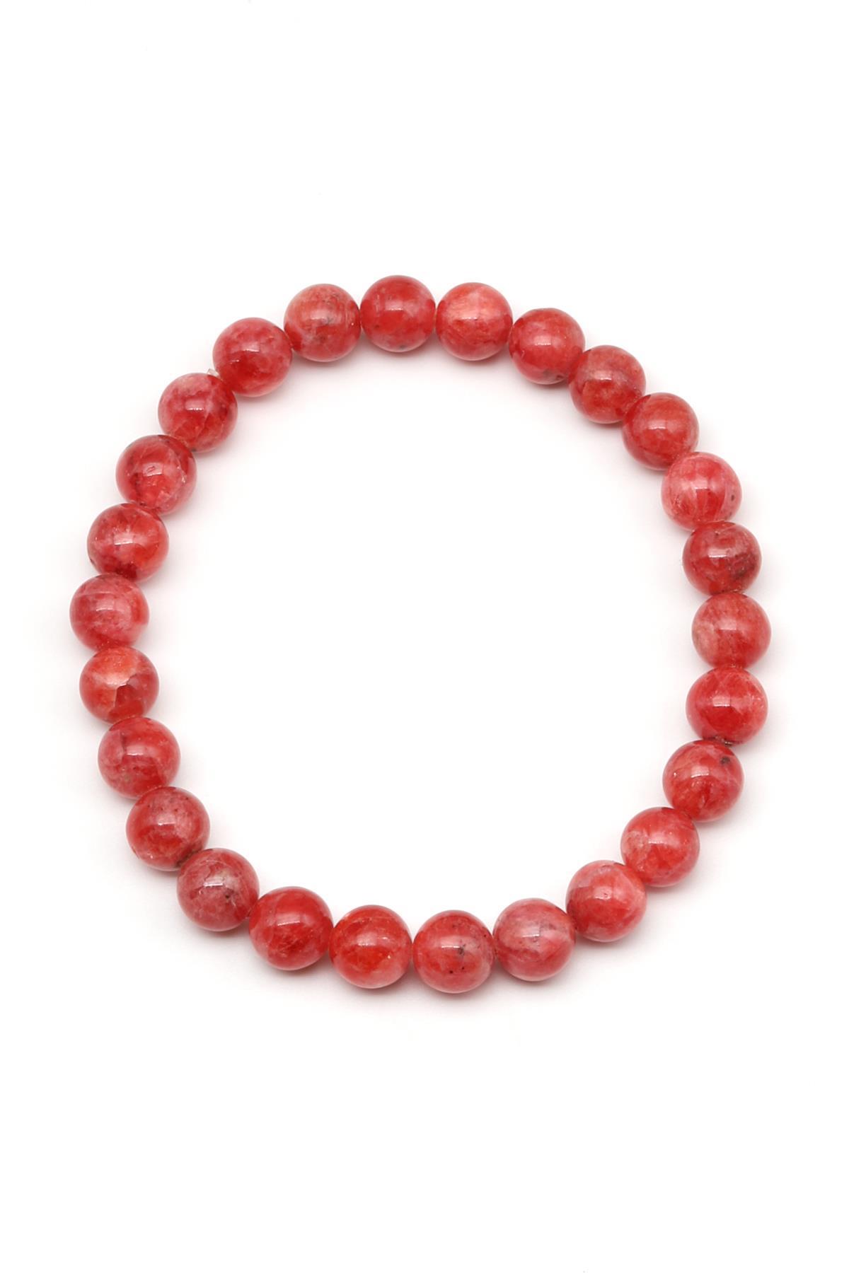 Rodonit (AAA Kalite) Doğal Taş Bileklik 7 mm Küre Kesim