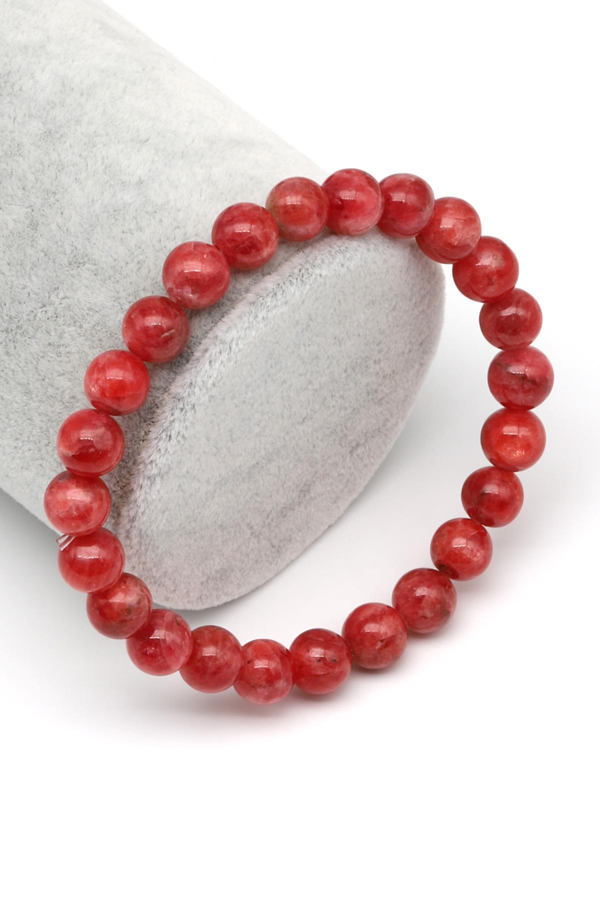 Rodonit (AAA Kalite) Doğal Taş Bileklik 8 mm Küre Kesim