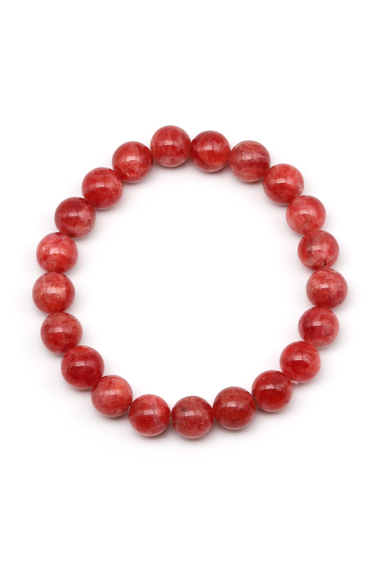 Rodonit (AAA Kalite) Doğal Taş Bileklik 9 mm Küre Kesim