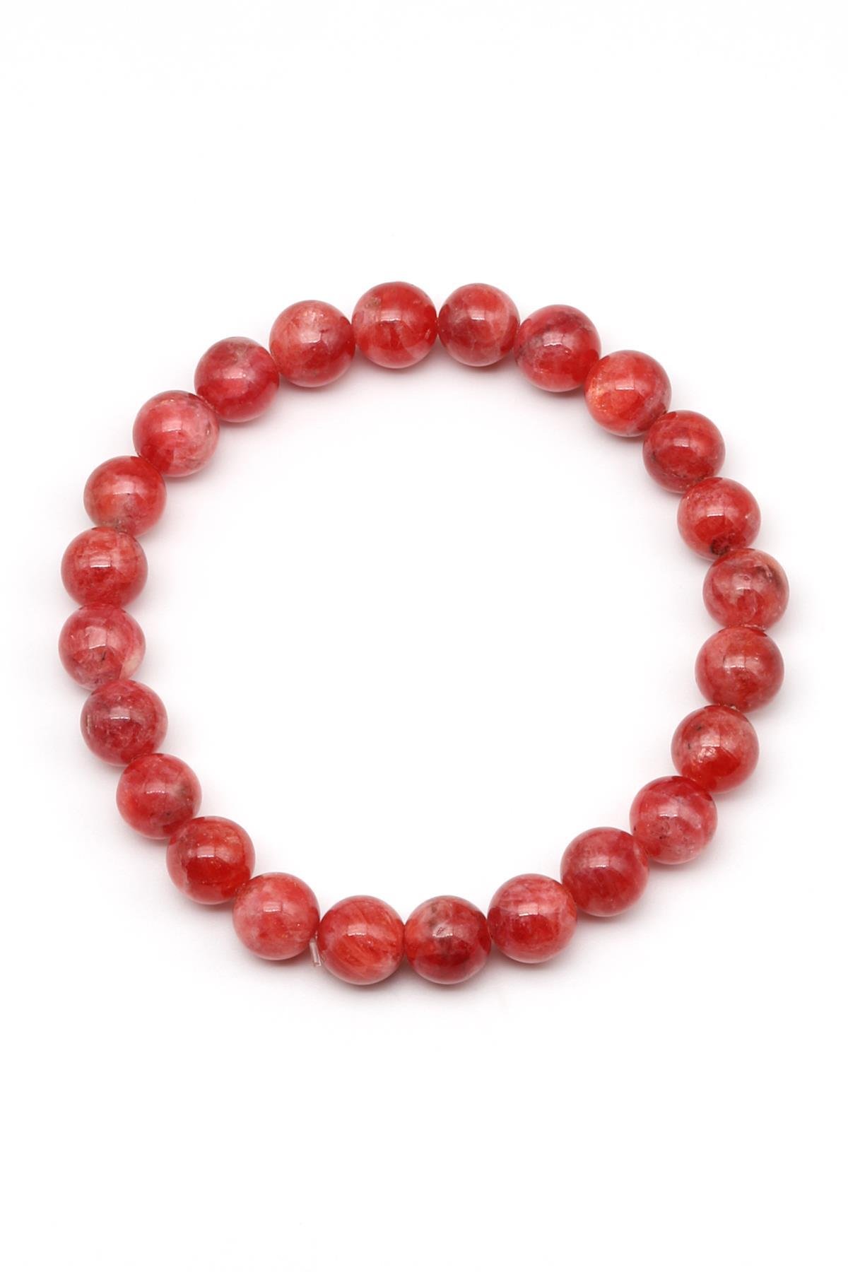 Rodonit (AAA Kalite) Doğal Taş Bileklik 8 mm Küre Kesim