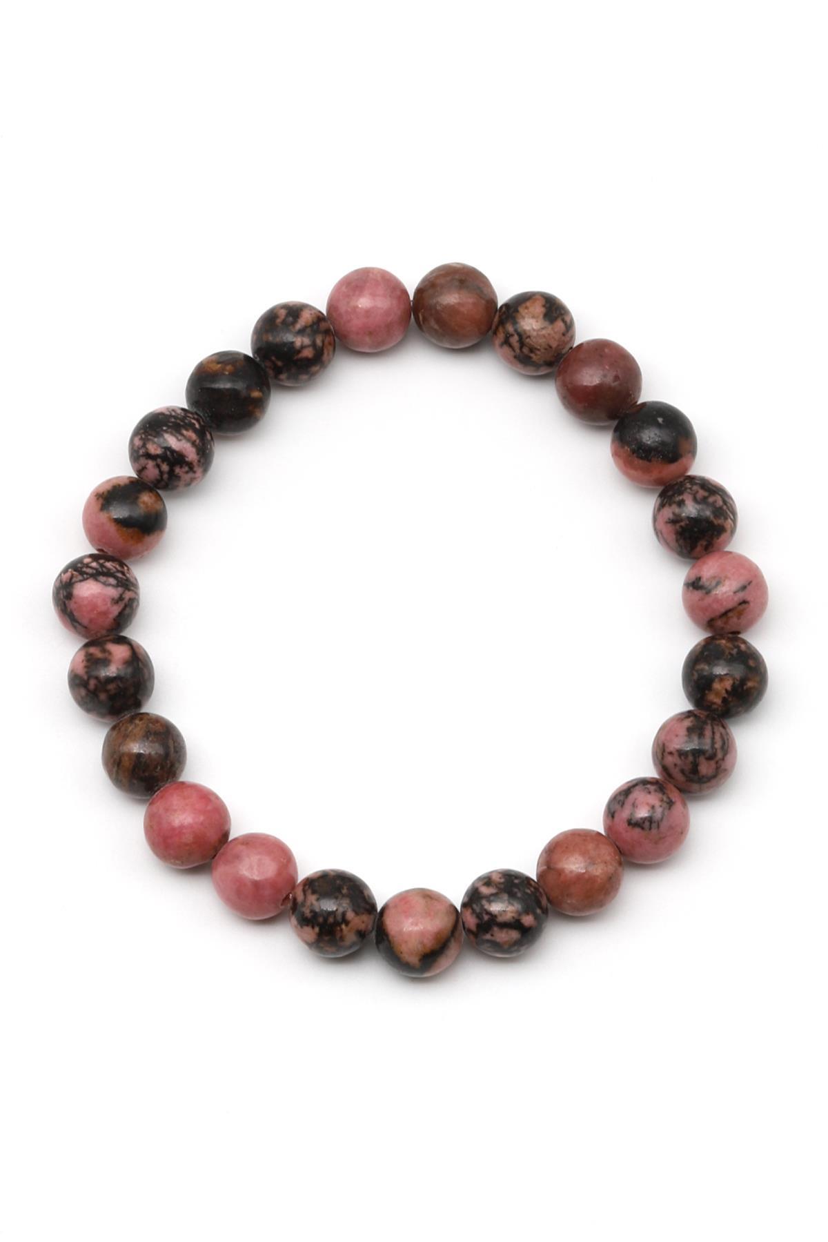 Rodonit Doğal Taş Bileklik 8 mm Küre Kesim