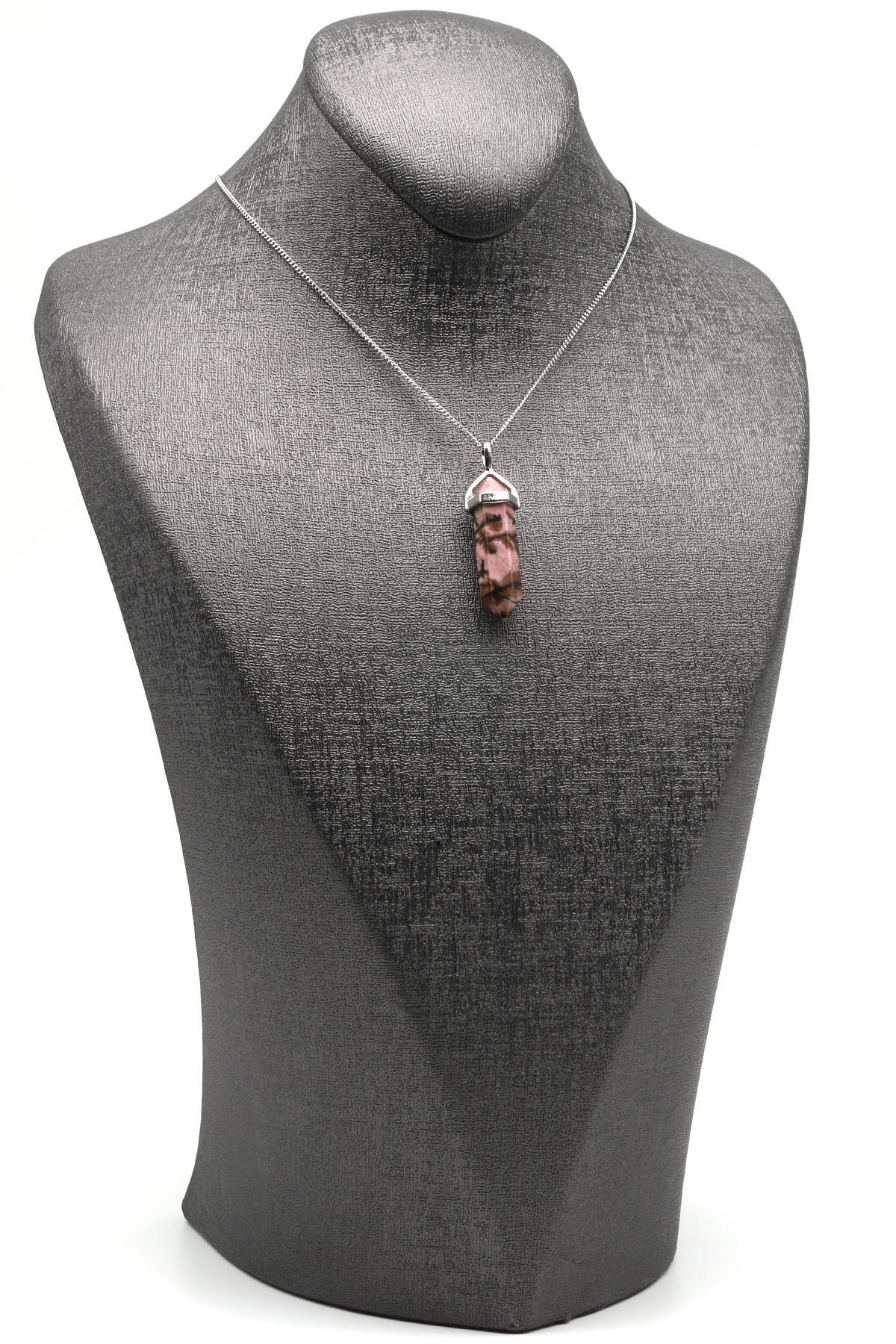 Rodonit Doğal Taş Çivi Model Kolye