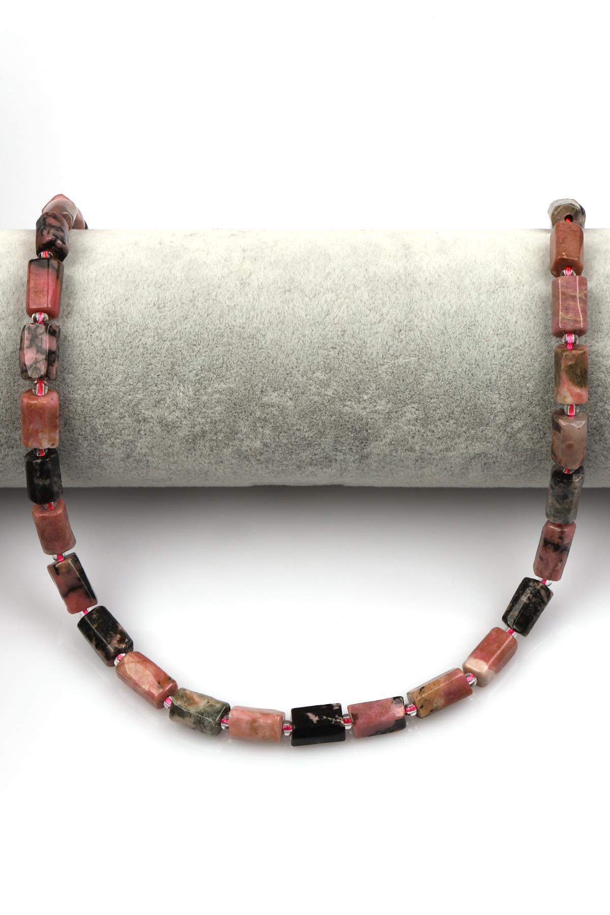 Rodonit Doğal Taş Dizi 7 x 12 mm Boru Kesim