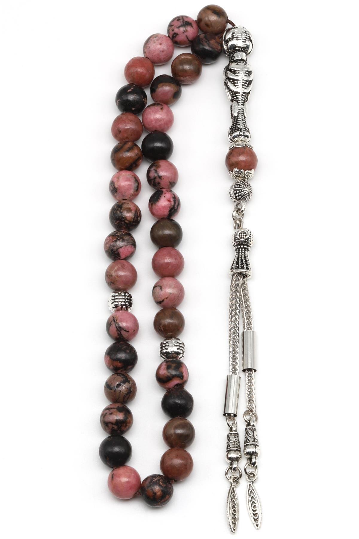 Rodonit Doğal Taş Tesbih 8 mm Küre Kesim