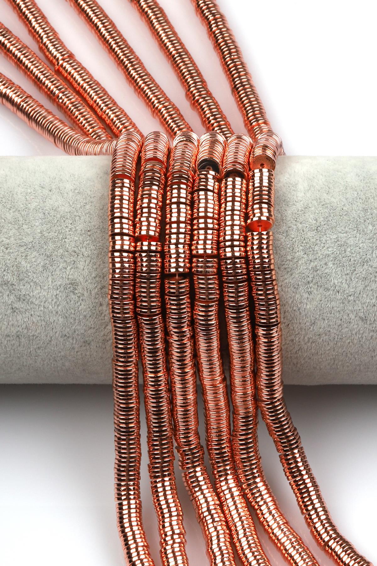 Rose Renk Hematit Dizi 1 x 6 mm Pul Kesim