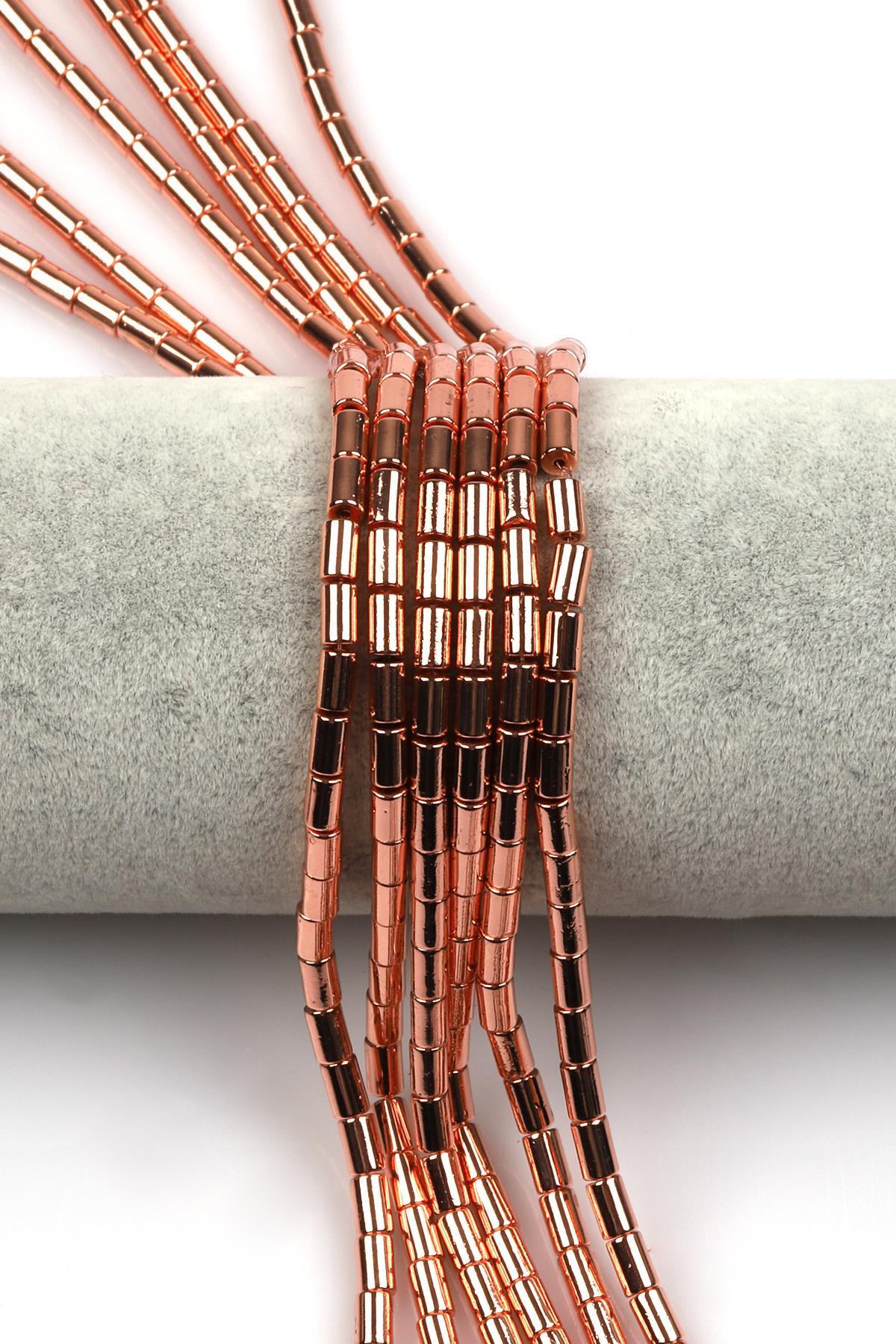 Rose Renkli Hematit Dizi 4 x 6 mm Silindir Kesim