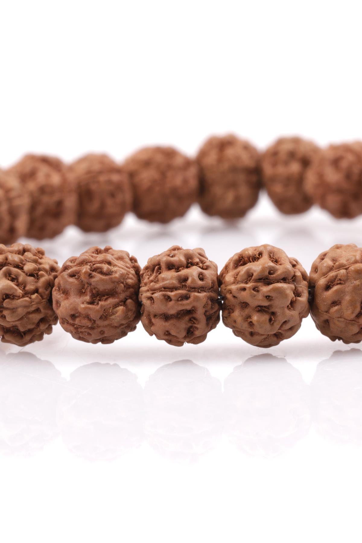 Rudraksha Tohumu Bileklik 6 x 8 mm Rondel Kesim