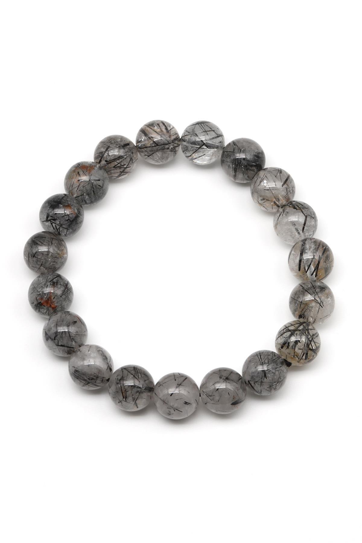 Rutil Kuvars Doğal Taş Bileklik 10 mm Küre Kesim