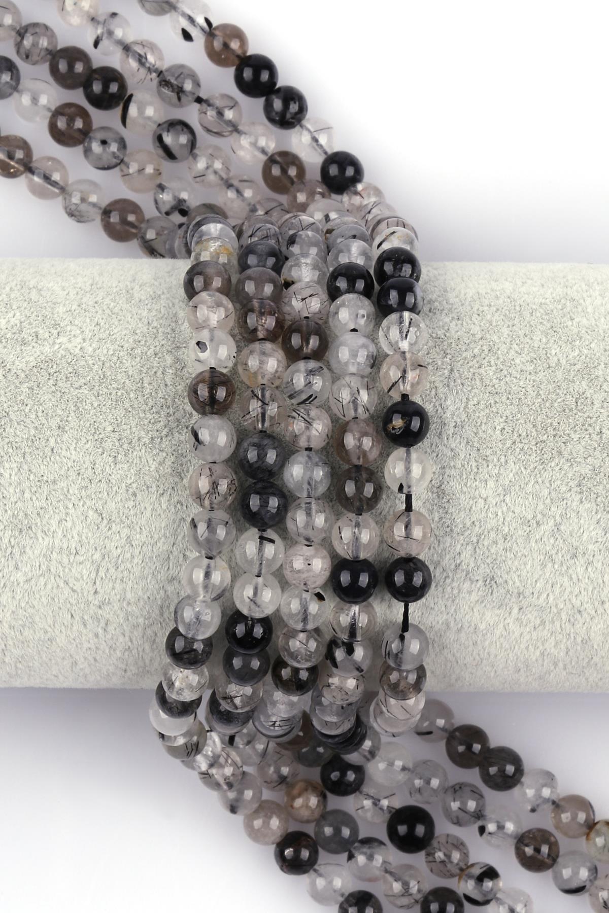 Rutil Kuvars Doğal Taş Dizi 6 mm Küre Kesim 