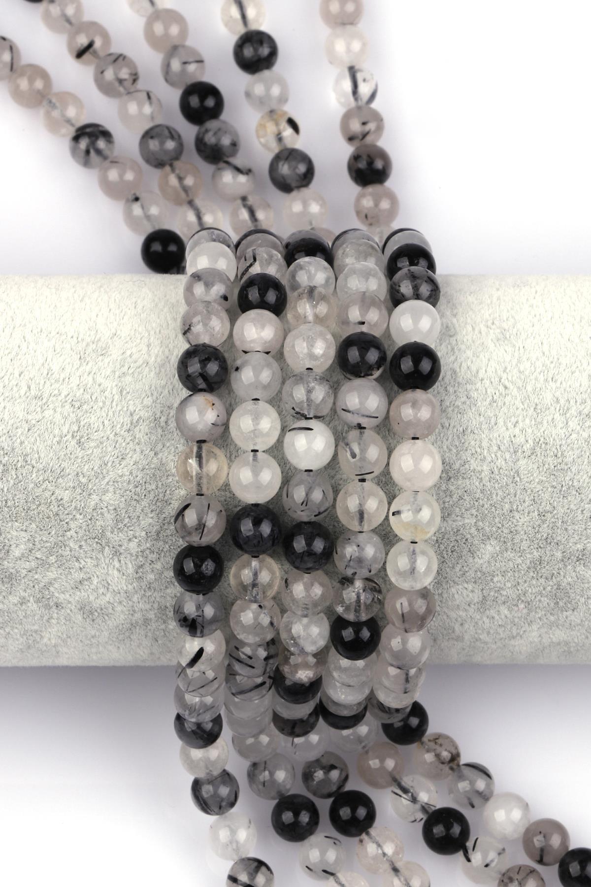 Rutil Kuvars Doğal Taş Dizi 6 mm Küre Kesim