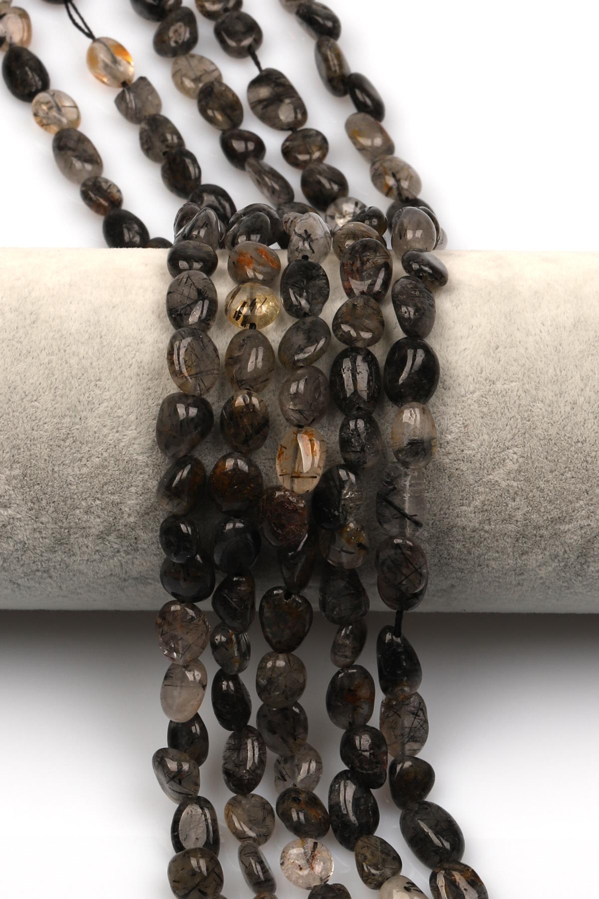 Rutil Kuvars Doğal Taş Dizi 6 x 10 mm Mercimek Kesim