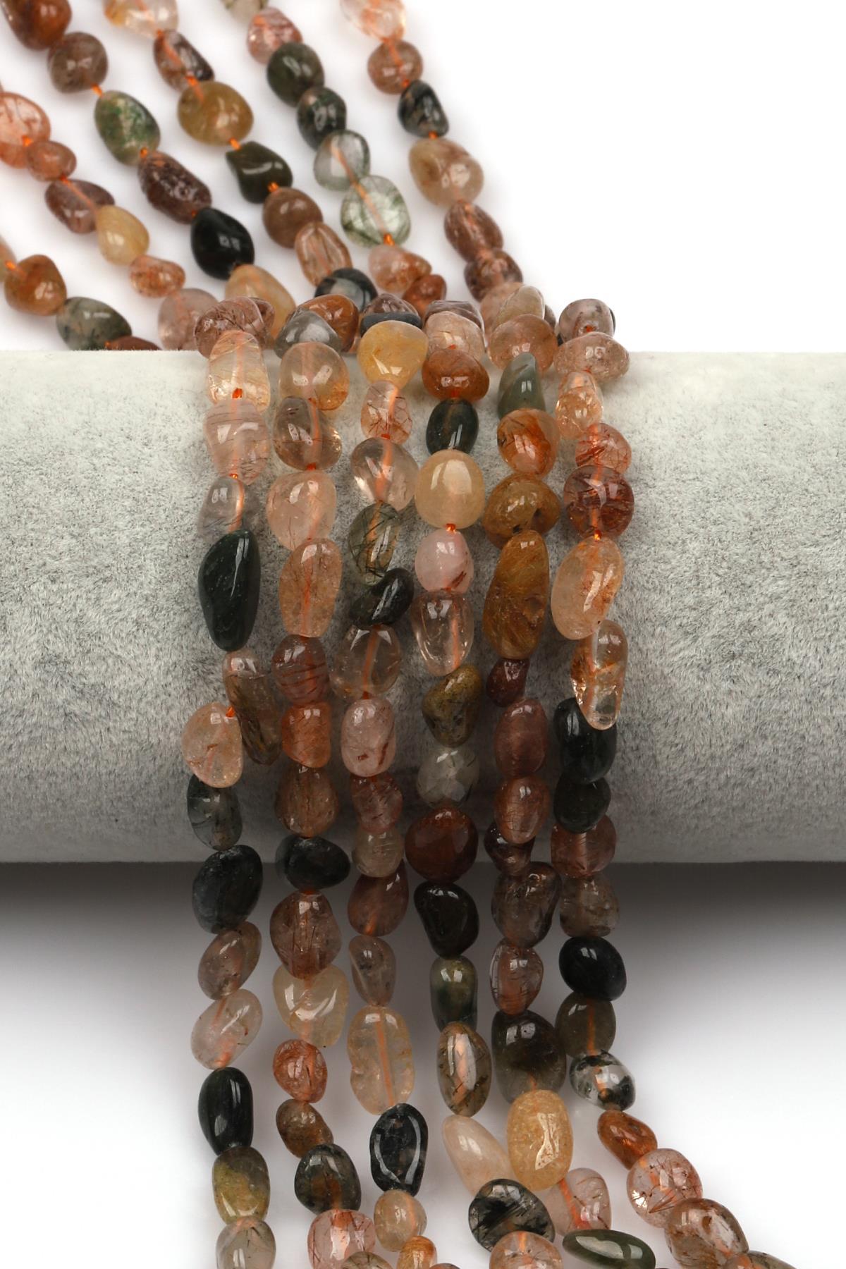 Rutil Kuvars Doğal Taş Dizi 6 x 8 mm Mercimek Kesim