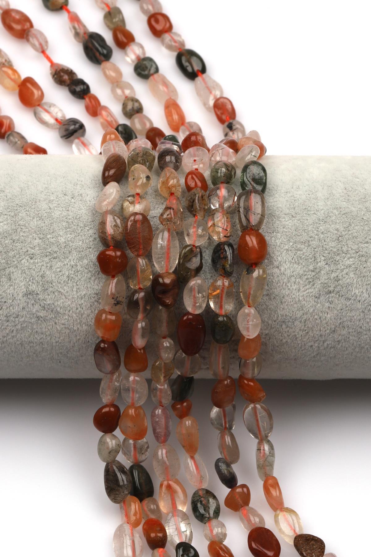 Rutil Kuvars Doğal Taş Dizi 6 x 8 mm Mercimek Kesim