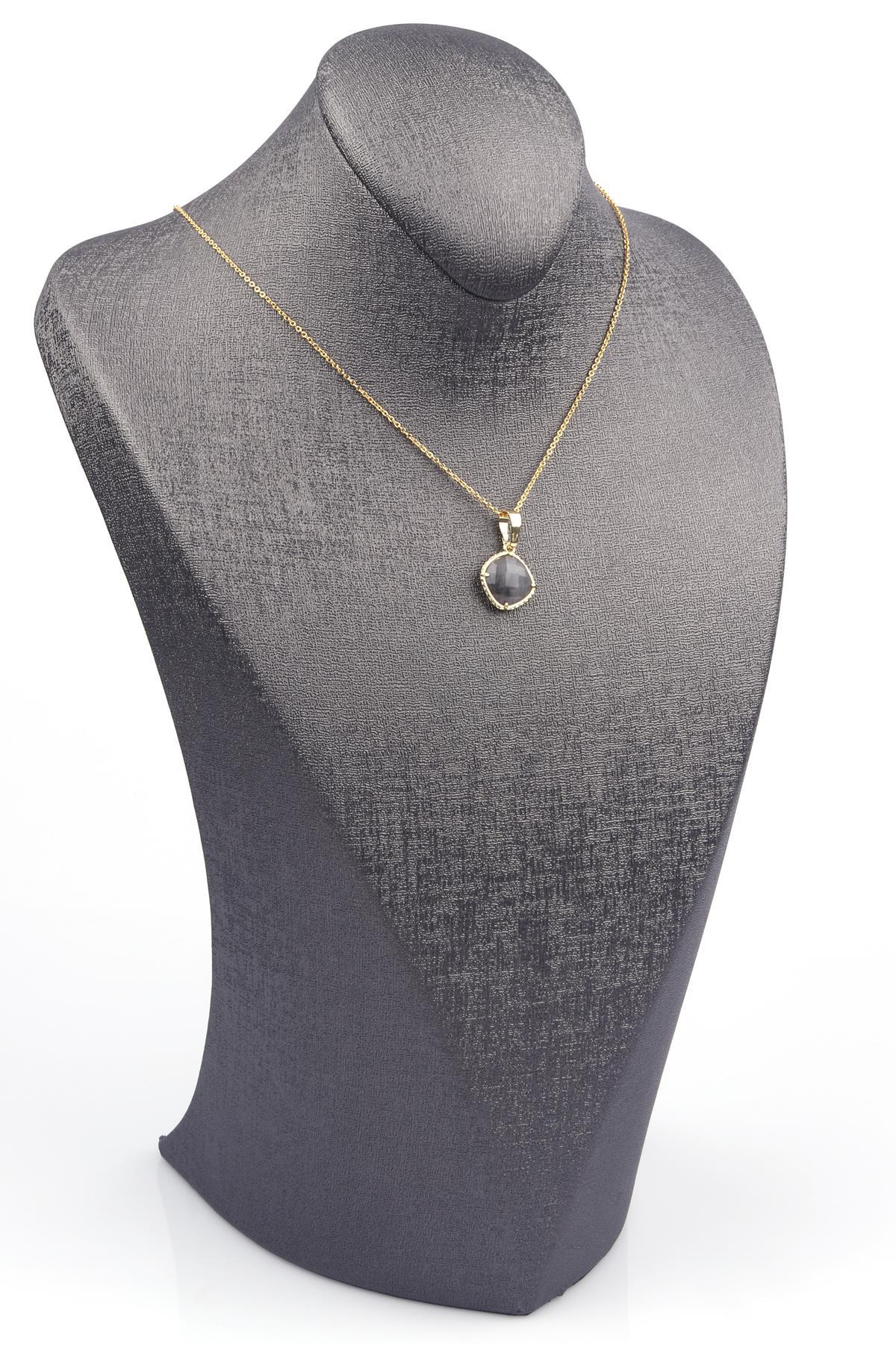 Rutil Kuvars Doğal Taş Gold Renkli Kolye