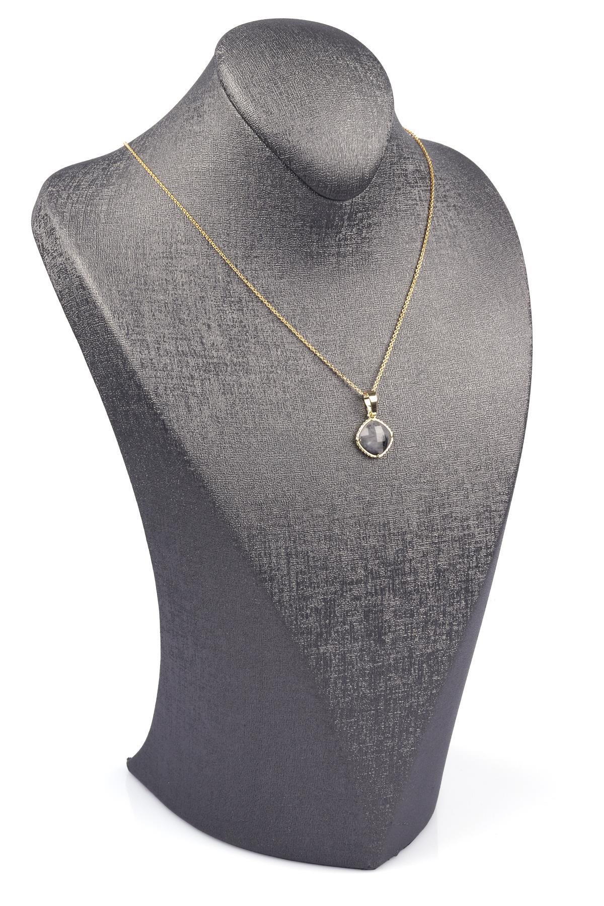 Rutil Kuvars Doğal Taş Gold Renkli Kolye