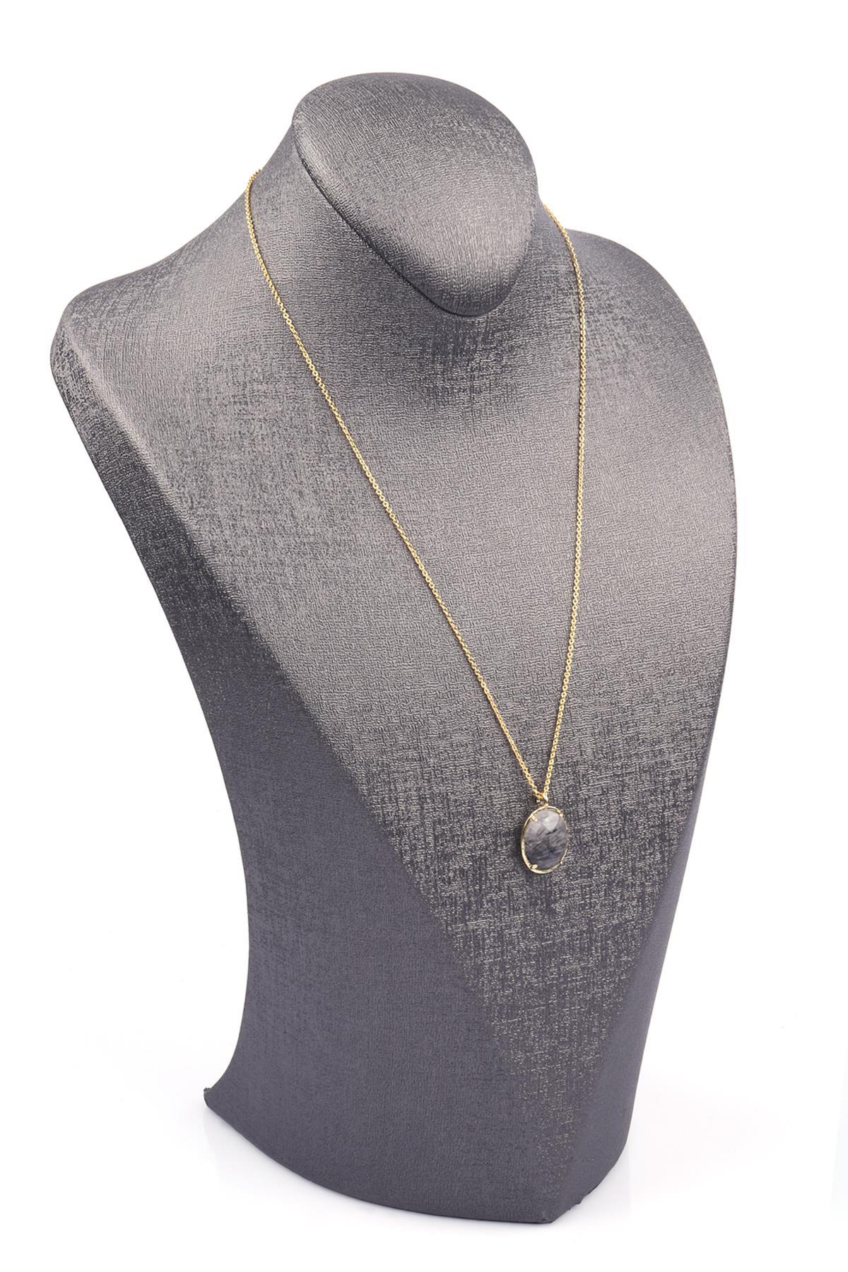 Rutil Kuvars Doğal Taş Gold Renkli Kolye