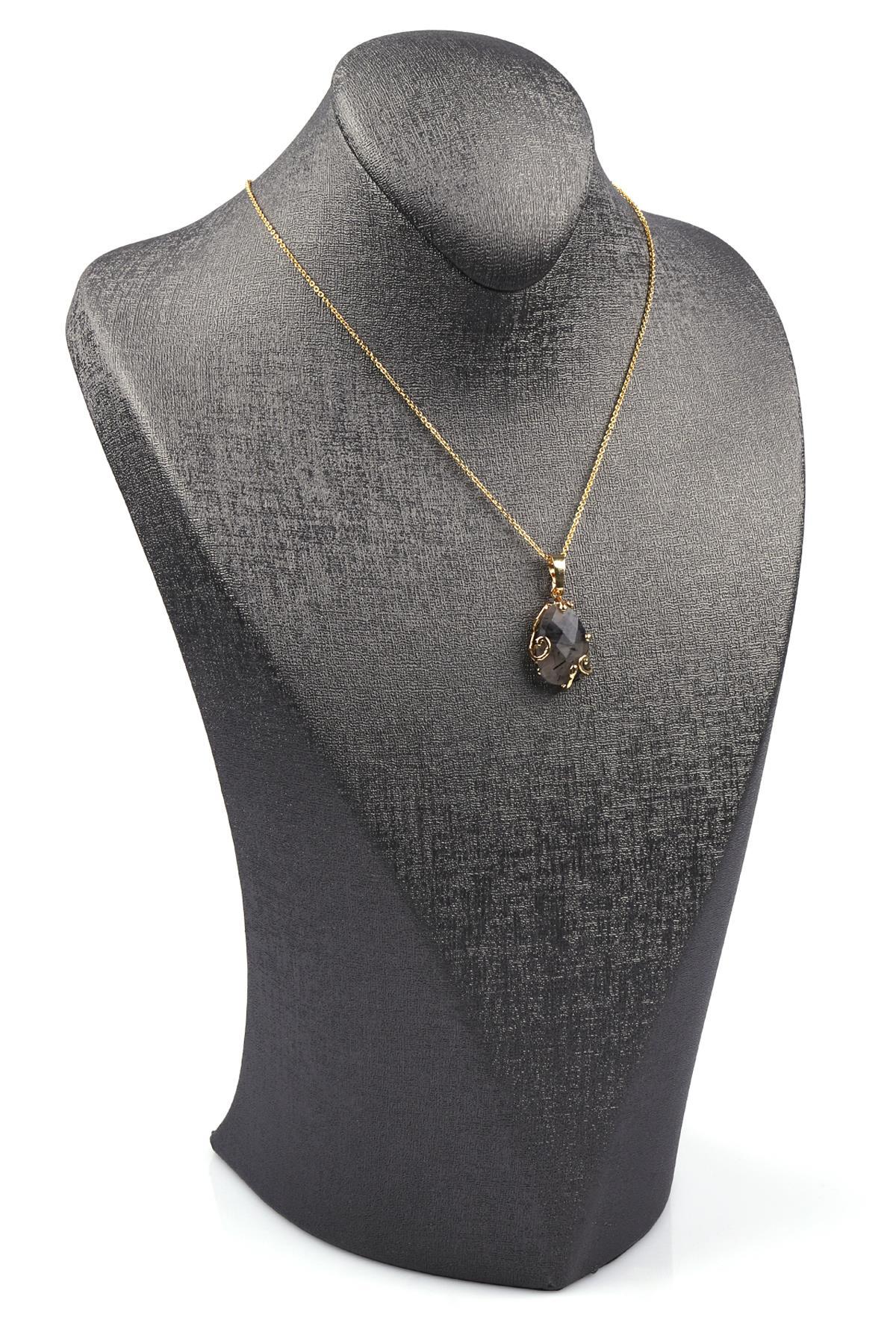 Rutil Kuvars Doğal Taş Gold Renkli Kolye