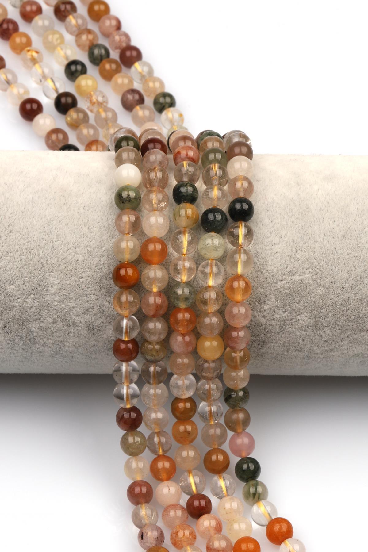 Rutil Kuvars Doğaltaş Dizi 6 mm Küre Kesim