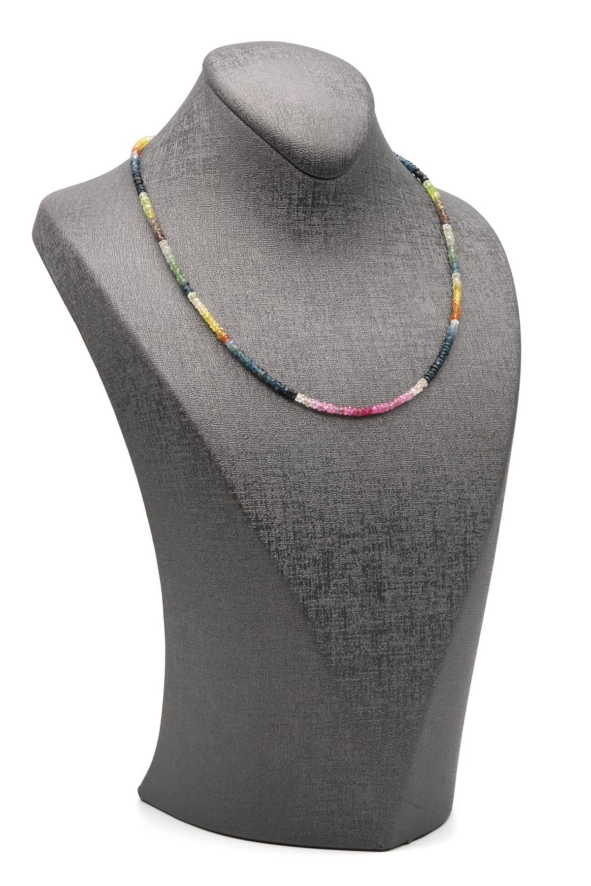 Safir Doğal Taş 925 Ayar Gümüş Kolye