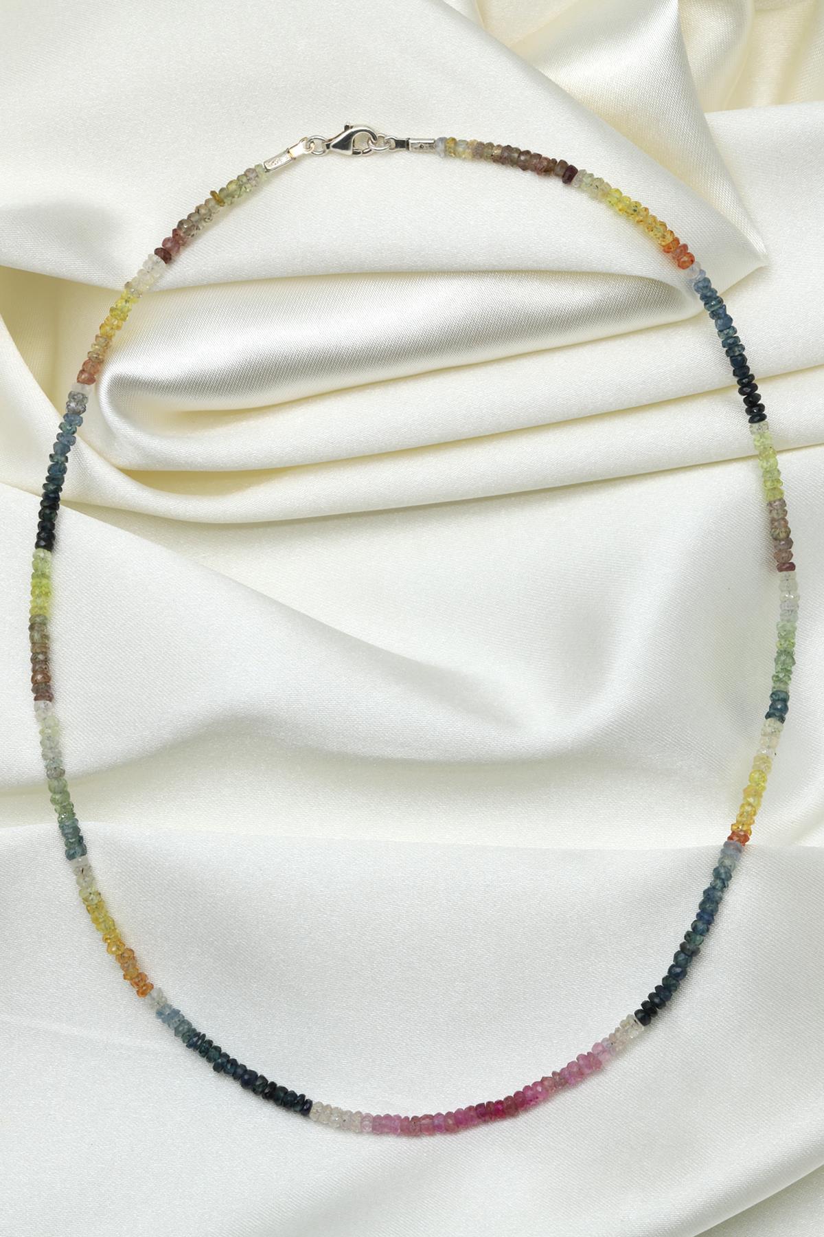 Safir Doğal Taş 925 Ayar Gümüş Kolye