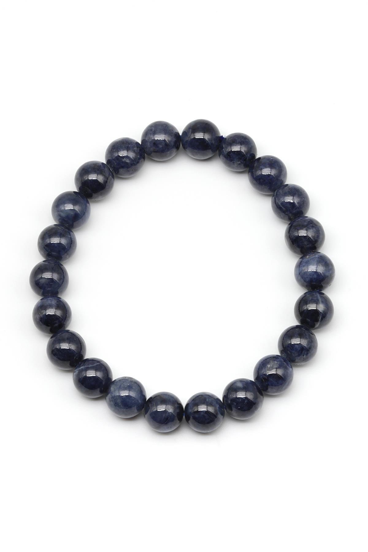 Safir Doğal Taş Bileklik 8 mm Küre Kesim