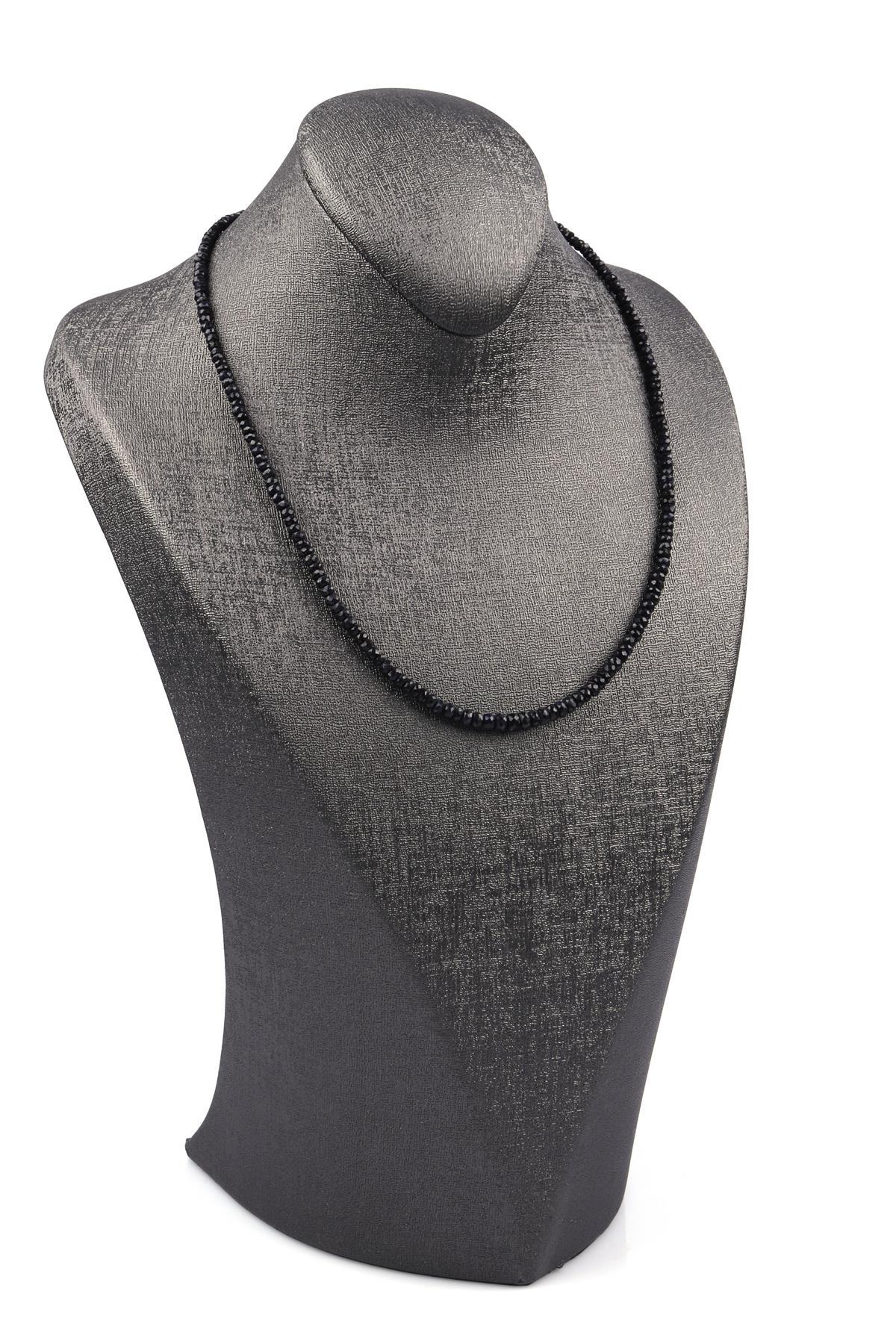 Safir Doğal Taş Rondel Kesim Kolye