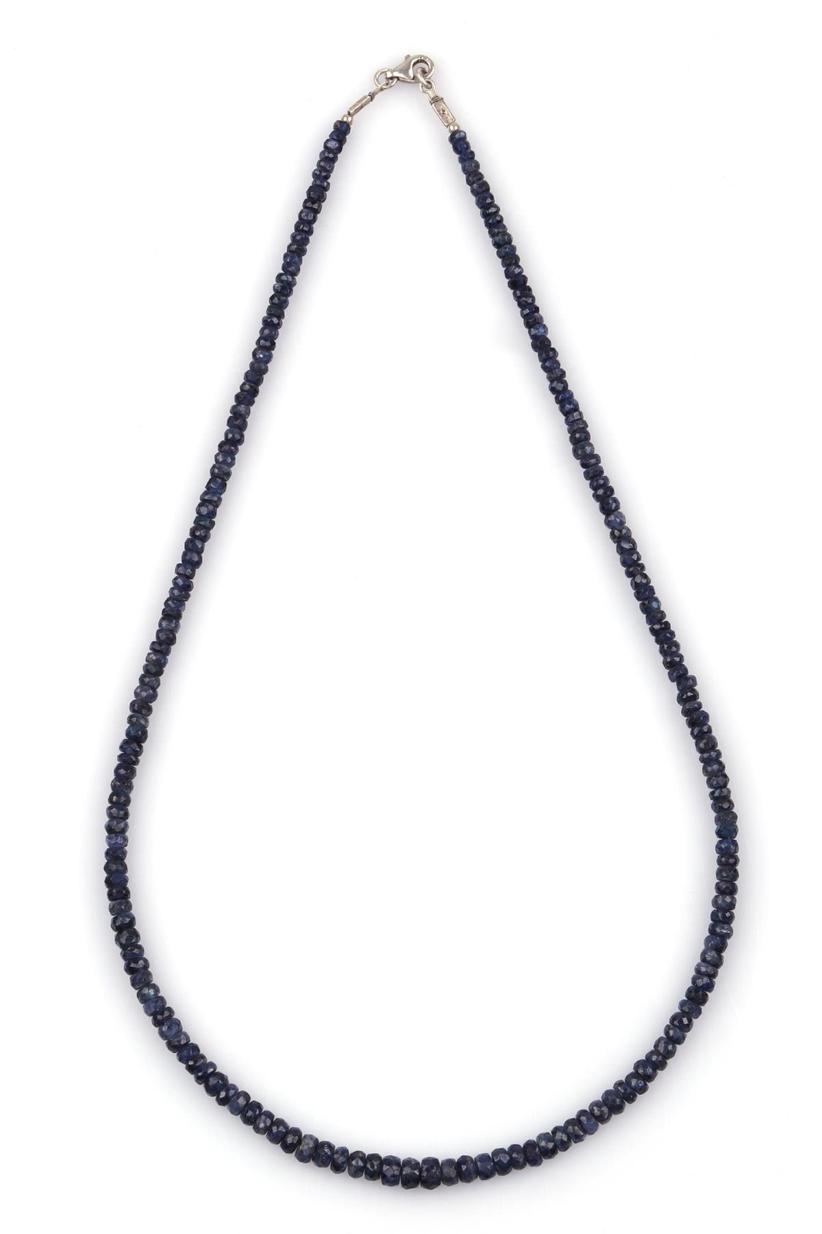 Safir Doğal Taş Rondel Kesim Kolye