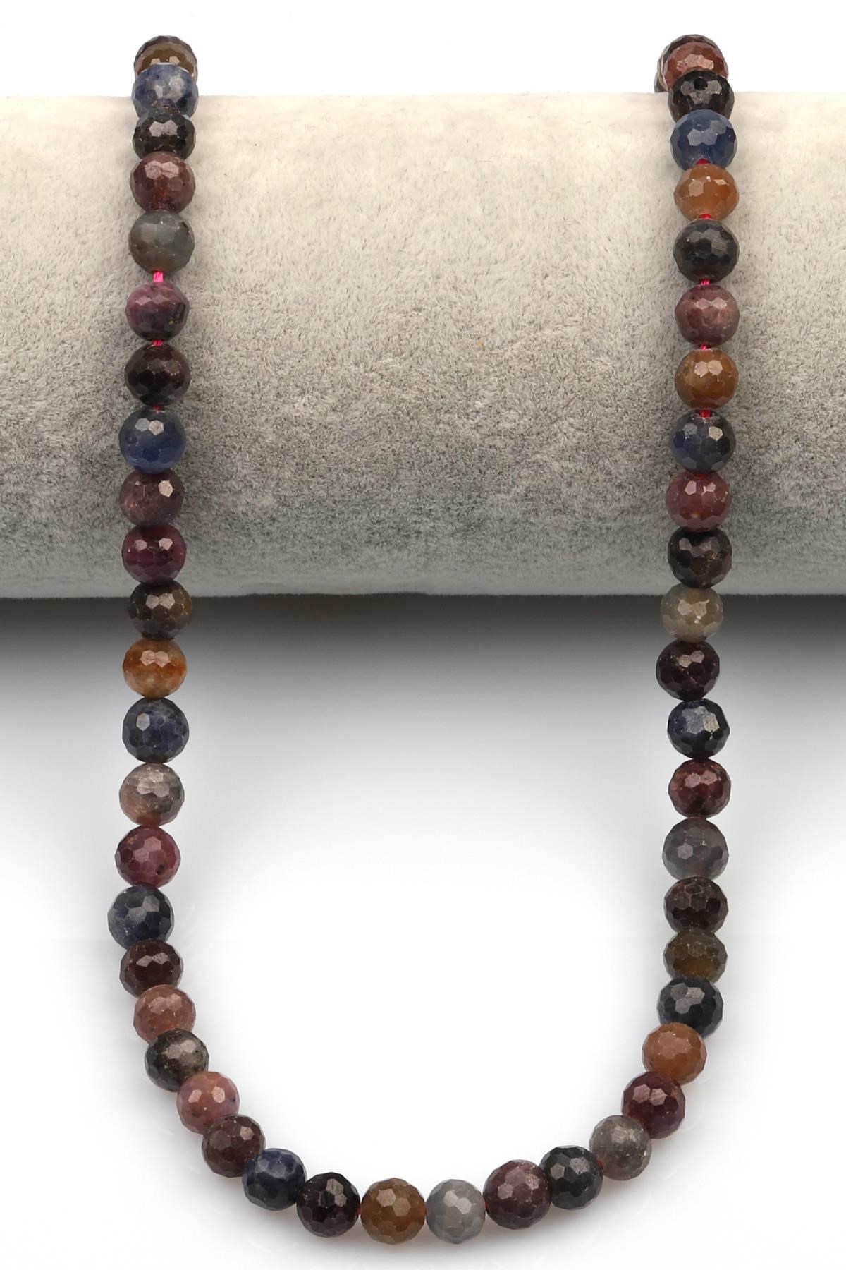 Safir-Yakut Doğal Taş Dizi 6 mm Fasetli Küre Kesim