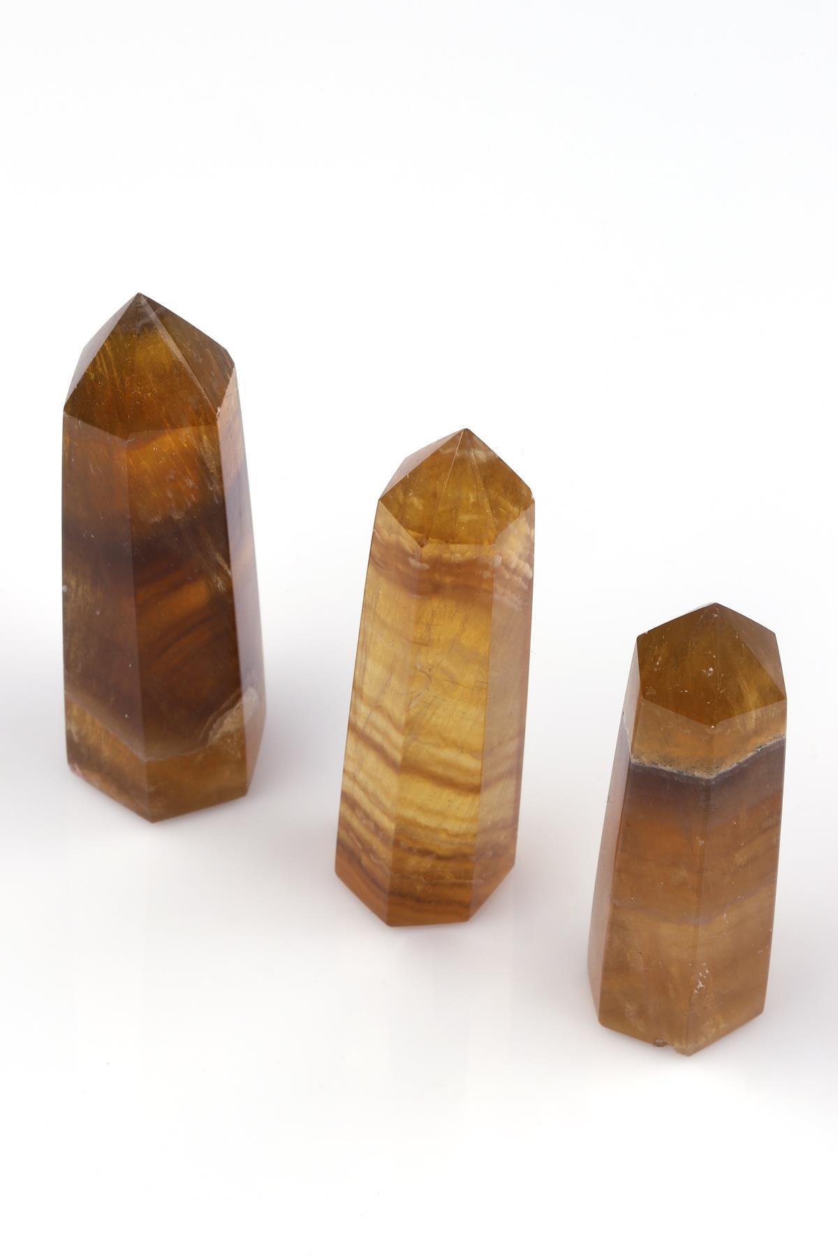 Sarı Florit Doğal Taş Obelisk Parça