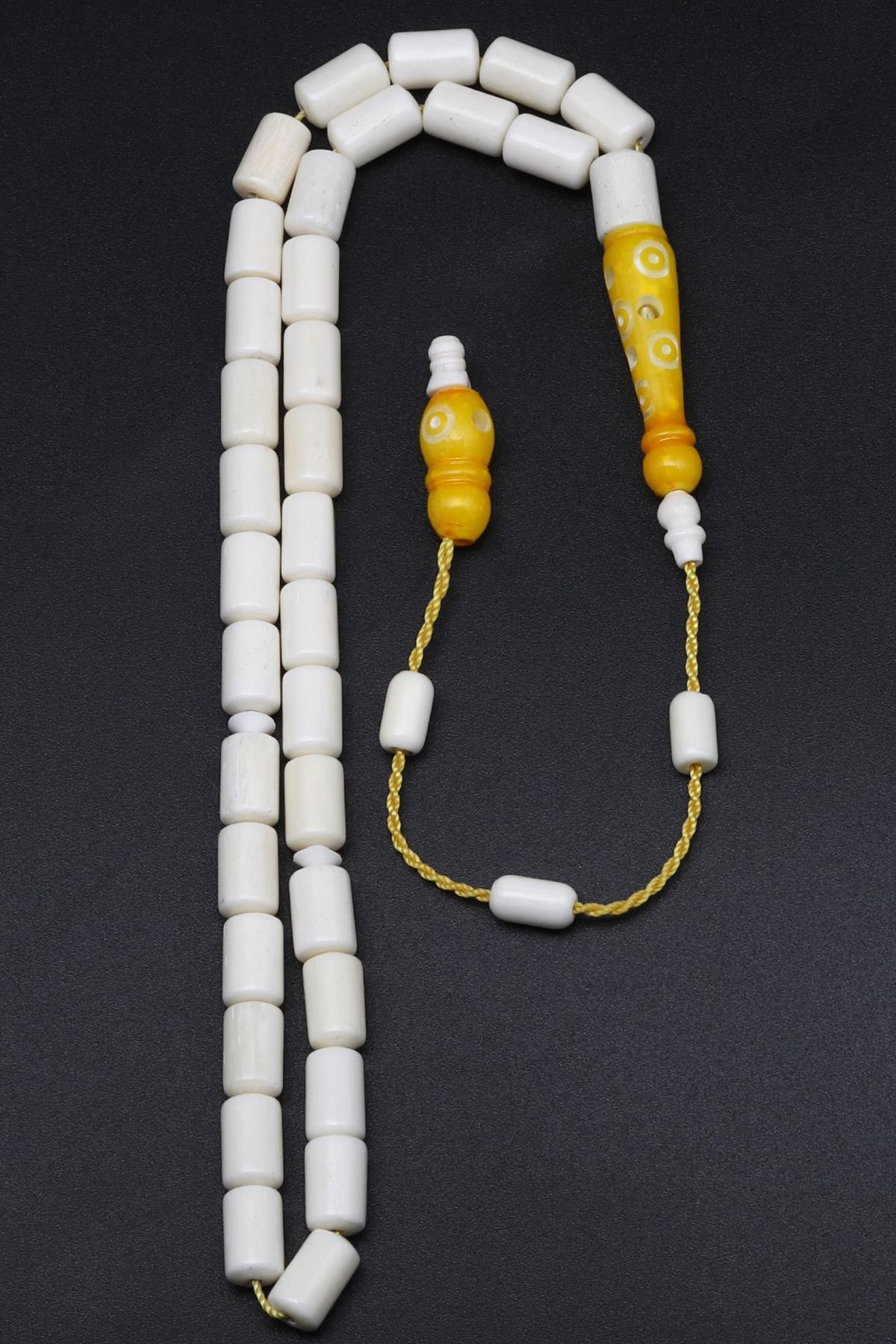 Sarı İmameli Kemik Tesbih 6 x 9 mm Silindir Kesim