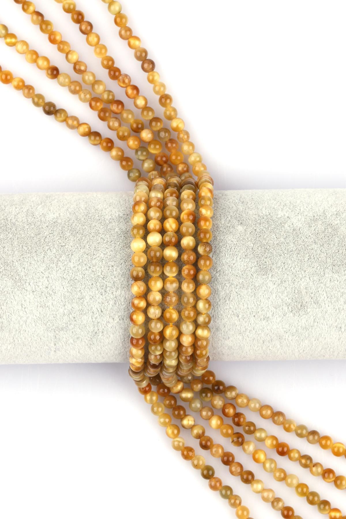 Sarı Kaplan Gözü Doğal Taş 4 mm Küre Kesim